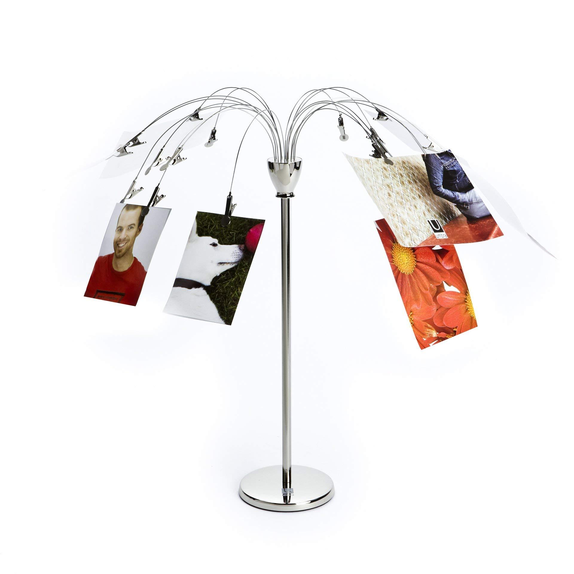 Umbra Umbra Fotofalls – Desktop Photo Holder and Picture Stand with Plated Wire and Metal Clips, Nickel, Medium