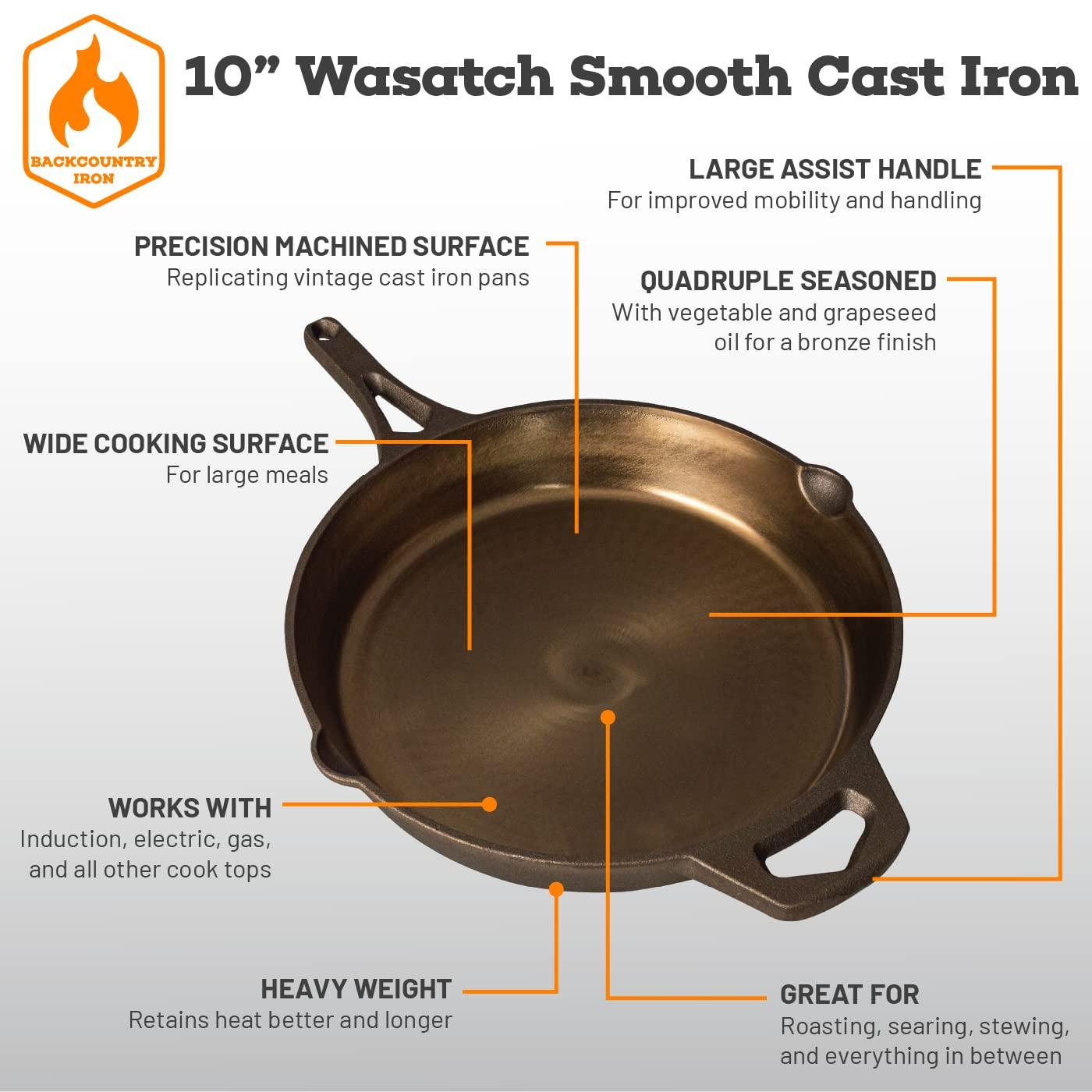 Backcountry Iron Backcountry Iron 10-1/4 Inch Smooth Wasatch Pre-Seasoned Round Cast Iron Skillet