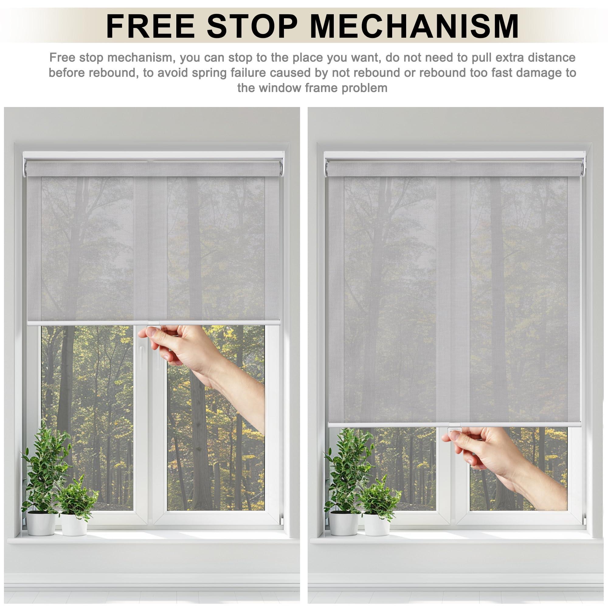 Sulugood Sulugood Light Filtering Blinds for Windows Cordless 5% Openness Solar Fabric Roller Shades Sheer and Glare Reduce Window Shades for Home Door Living Room Gray,28" W x 48" H