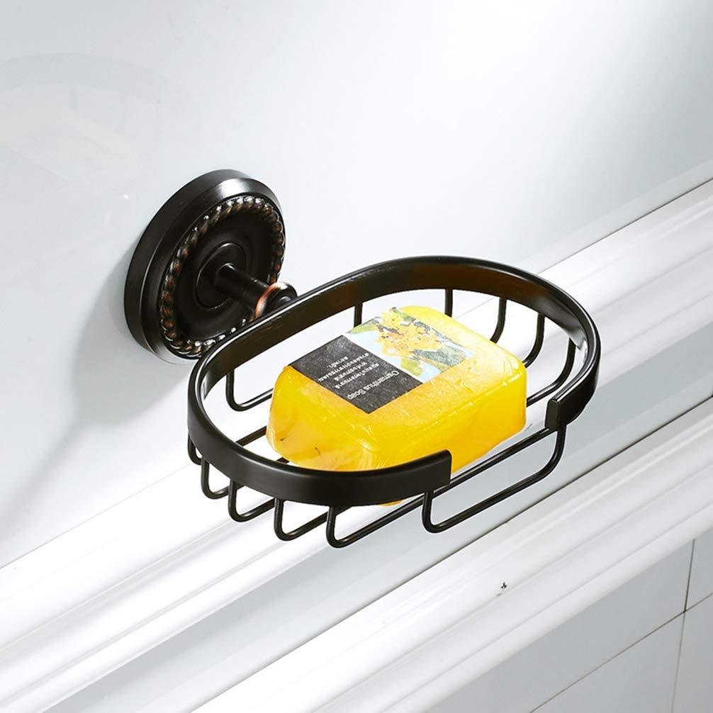 LUDSUY LUDSUY Black Bronze Bathroom Hardware Pendant Copper Soap Basket Soap Dish Rack