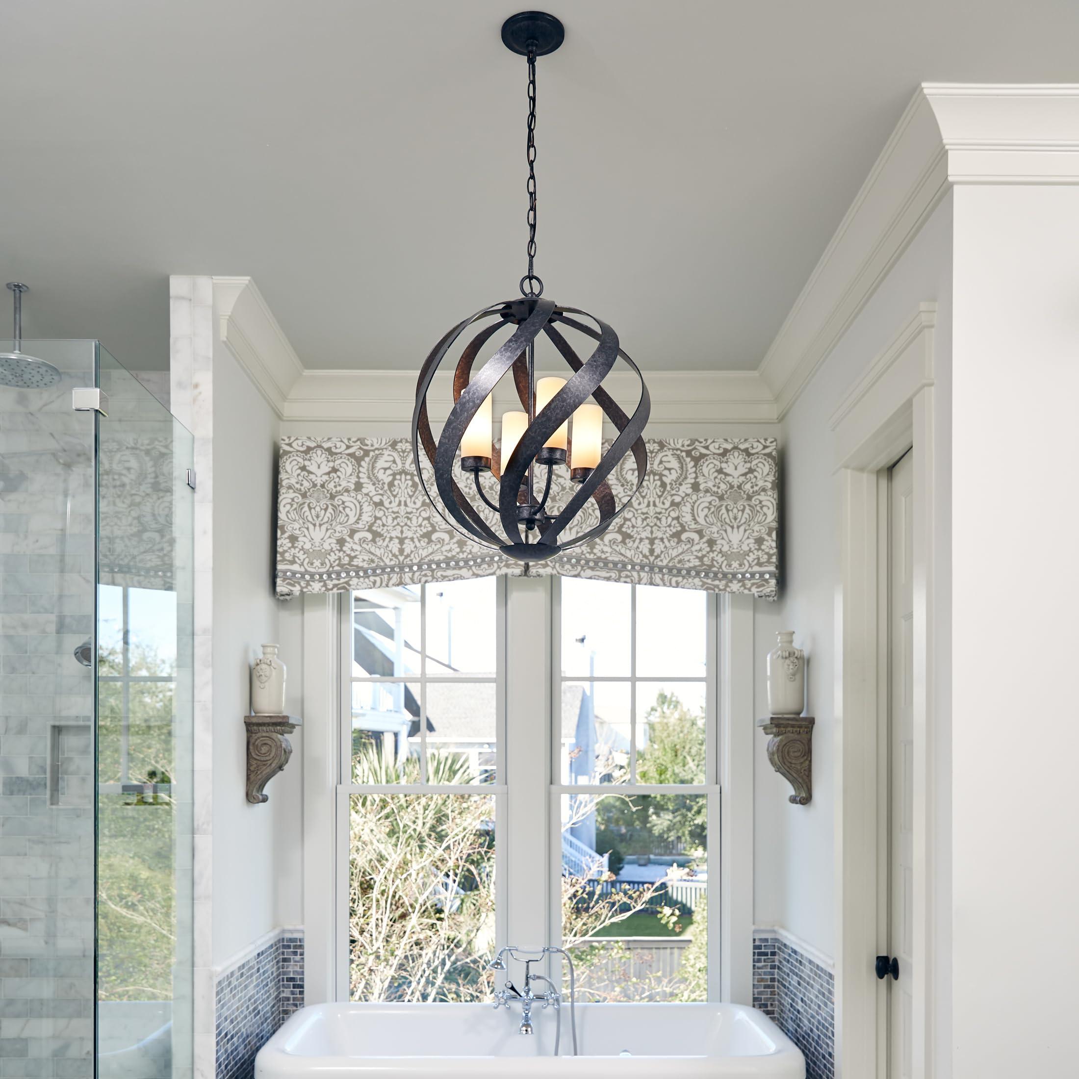Quoizel Quoizel Blacksmith Pendant Lighting, 20 Inch 4-Light Old Black Mystical Orb Light, Clear Seeded Glass, Max Adjustable Height 77\", Ceiling Light for Kitchen Island, Dining, Hallway or Bedroom