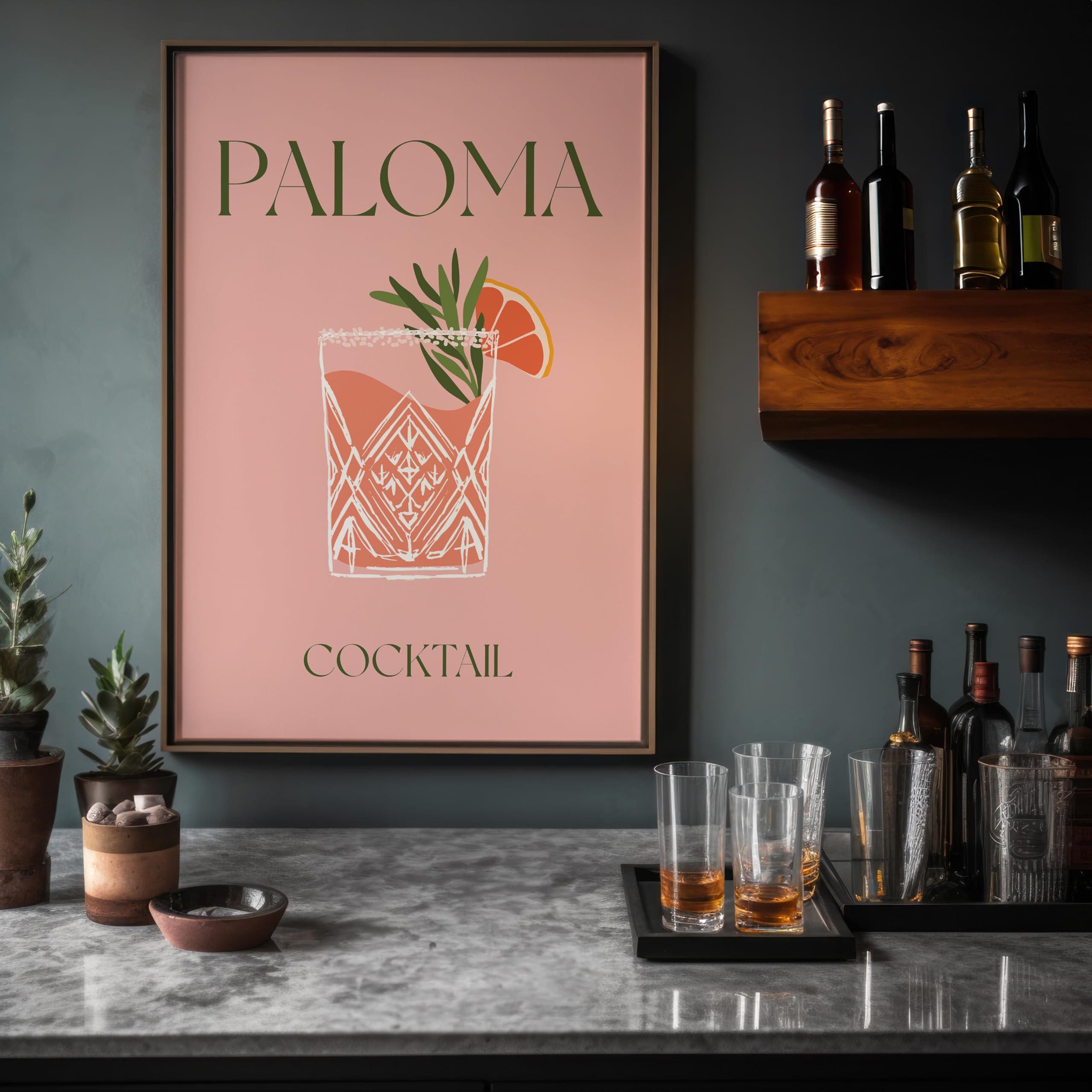 Poster Master Poster Master Paloma Poster - Retro Cocktail Print - Alcohol Art - Bartender Art - Bar Cart Art - Food & Drink Art - Kitchen Art - Chic Boho Art - Bar or Restaurant Decor - 16x20 UNFRAMED Wall Art