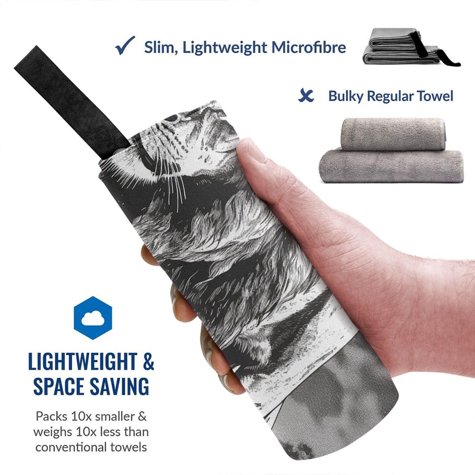 NONHAI NONHAI Beach Towel Lion Black White Illustration Microfiber Bath Towels Quick Dry Towel for Swimmers Sand Proof Beach Towels Absorbent Bathroom Towel for Hotel Gym Spa Yoga Bath Towel 27.5\"x55\"