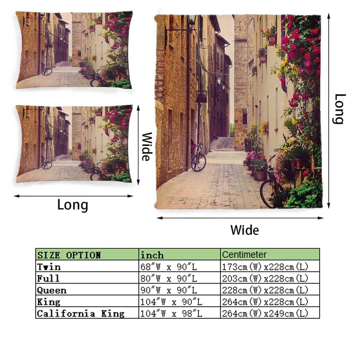 YANFENQI YANFENQI California King Reversible Duvet Cover Cityscape Patterned Zippered Bedding for Kids Teens Adults (California King,104\" W X 98\" L)