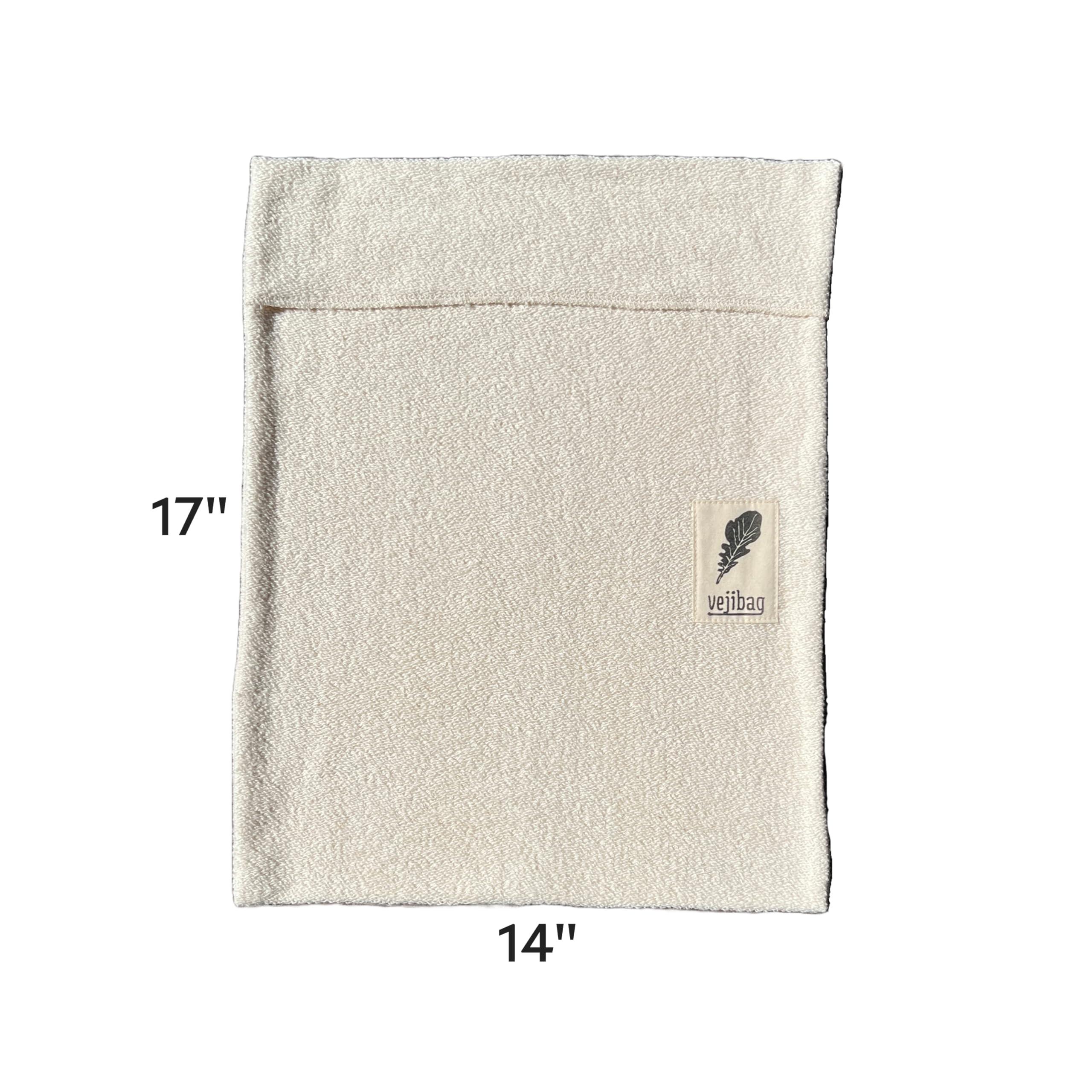 Vejibag VEJIBAG Extra Large | Certified Organic Cotton Vegetable Crisper Bags | Produce Bags to Keep Lettuce & Veggies Fresh | Reusable, Eco-Friendly, Biodegradable, Machine Washable/Dryable | Made in USA | S