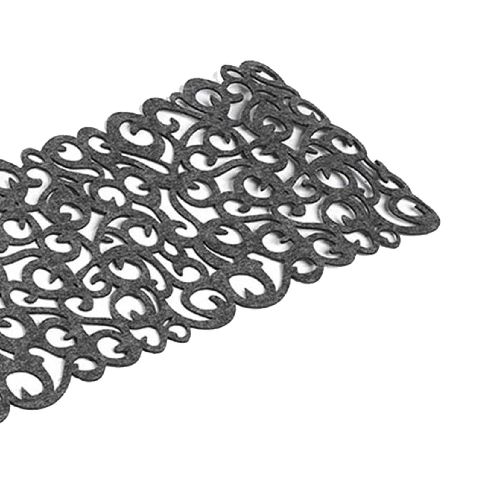 Gsycle Felt Placemats, Rectangle Shape Felt Tablecloth Runner Placemats Table Mats Hallow Table Runner for Household Decorations (Dark Gray)