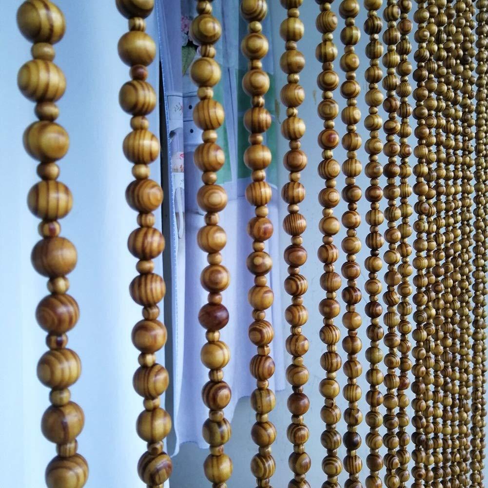 OKUOKA OKUOKA Beaded Door Curtains for Doorways Wood Bead String Curtain for Room Dividers -21 Strands Home Hanging Curtain Entrance Ornaments Retro Style, Size Customizable (Size : 60x155cm)