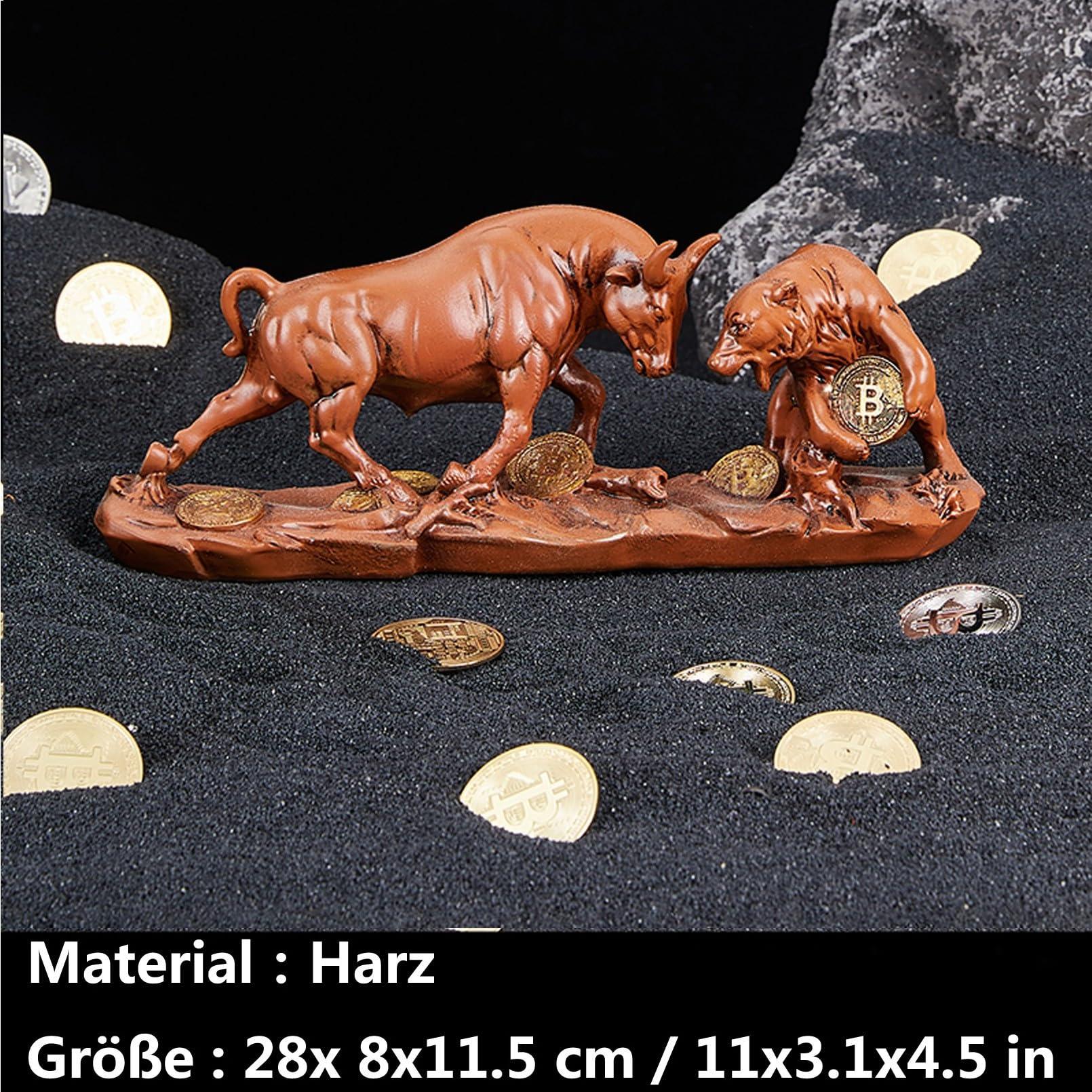 AETVRNI AETVRNI Wall Street Charging Bull and Bear Statue - Resin Sculpture Ideal for Financial Investment Managers and Stock Market Gifts,Rot,11in