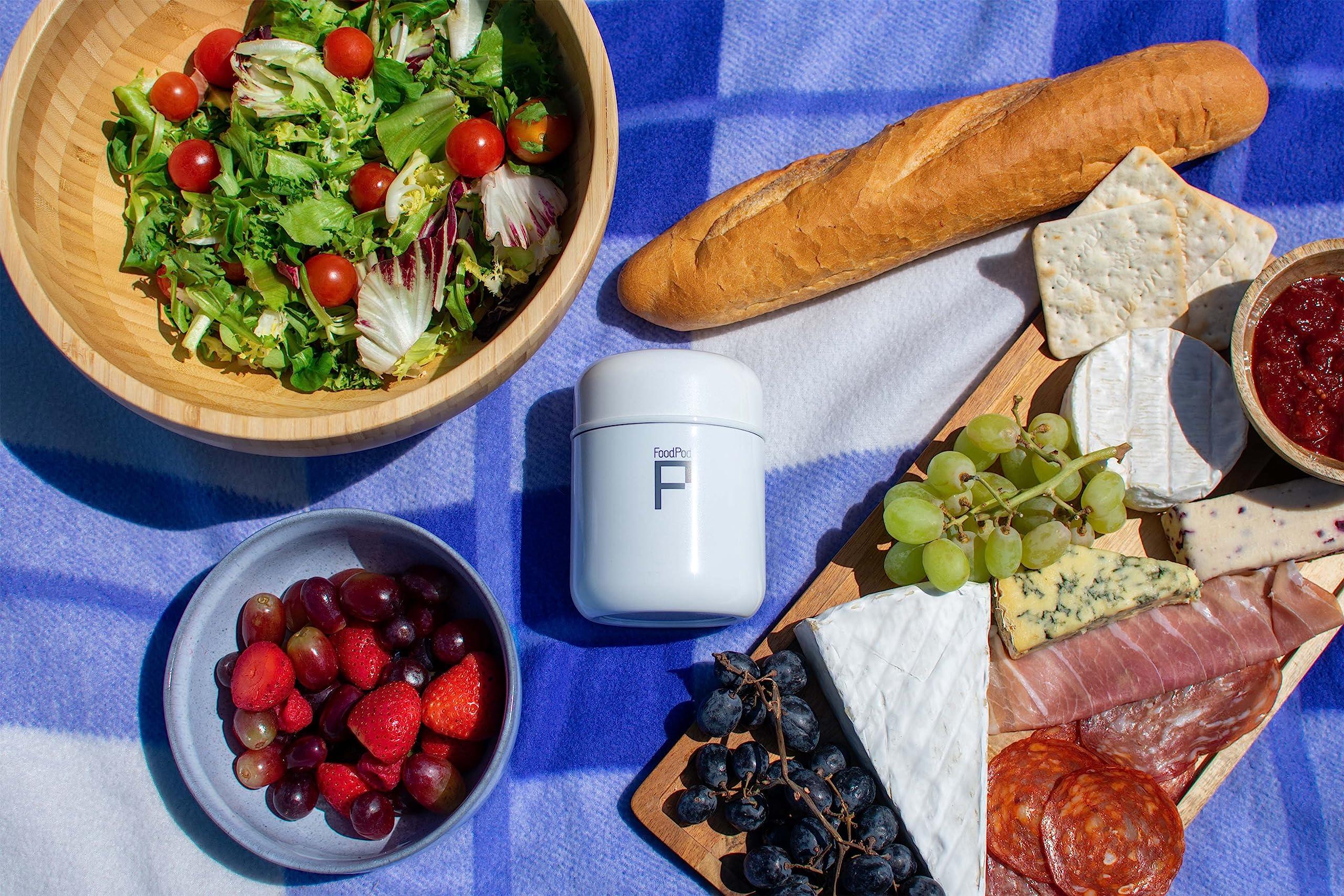 DRINKPOD DrinkPod HCP-400W Pioneer Stainless Steel Vacuum Insulated Leak-Proof Foodpod Capsule Flask 6 Hours Hot 24 Hours Cold, White, 400 ml