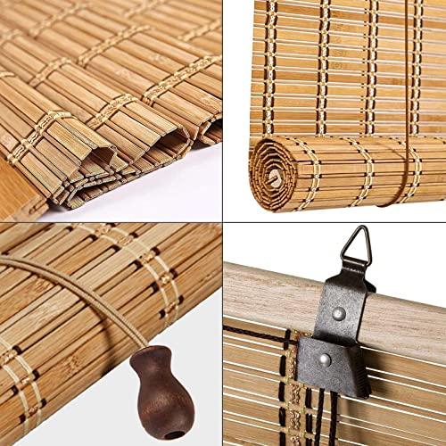 Suwooy Natural Bamboo Roller Blinds,60% Light Filtering Roll Up Shades,Retro Decorative Curtains,Indoor Outdoor Bamboo Blinds 45-150cm Wide,Roman Blinds,Breathable Sun Shades,WH-140x240cm/55x94in