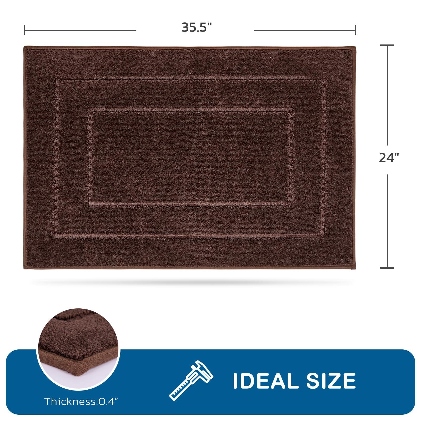 PURRUGS PURRUGS Machine Washable Kitchen Rug 24" x 35.5", Non-Slip/Skid Kitchen Runner Rugs & Floor Mats, Super Absorbent Soft Standing Mats for Kitchen, Sink & Laundry, Brown