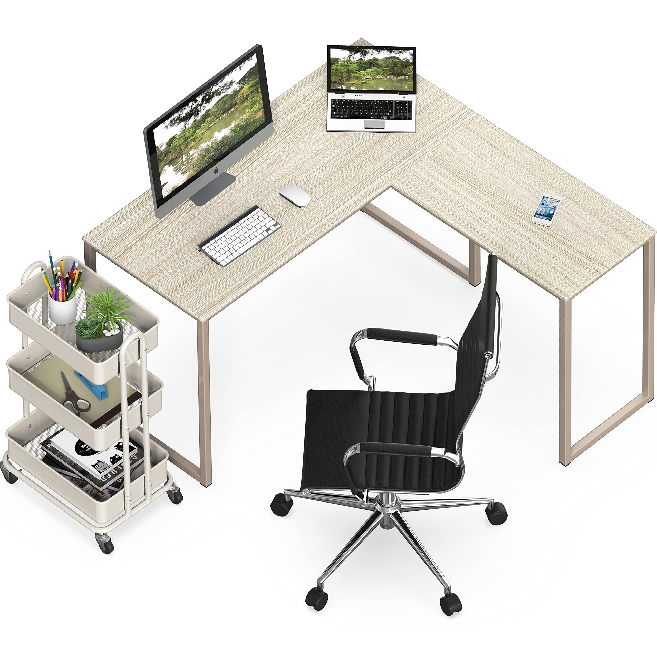 SHW SHW Mission 48 x 48 Inches L-Shape Home Office Computer Desk, Maple