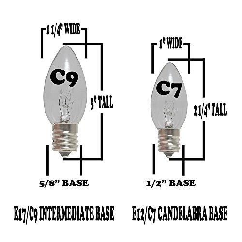 Novelty Lights 100 Foot C9 Blue Ceramic Christmas String Light Set - Outdoor Christmas Light String - Opaque Christmas Bulbs - Roofline Light String Outdoor String Lights - Brown Wire