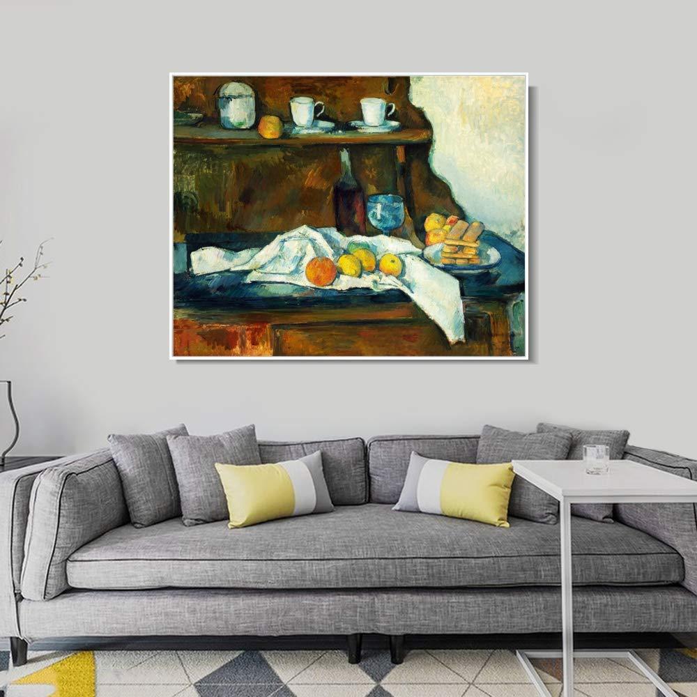 INVIN ART INVIN ART Framed Canvas Giclee Print Art The Buffet by Paul Cezanne Wall Art Living Room Home Office Decorations(White Slim Frame,20"x24")