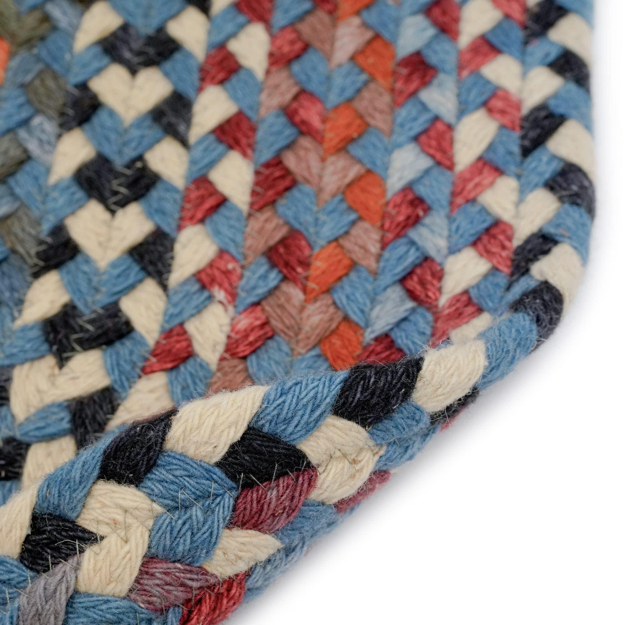 Capel Capel Rugs St. Johnsbury Round Braided Area Rug, 36", Medium Blue