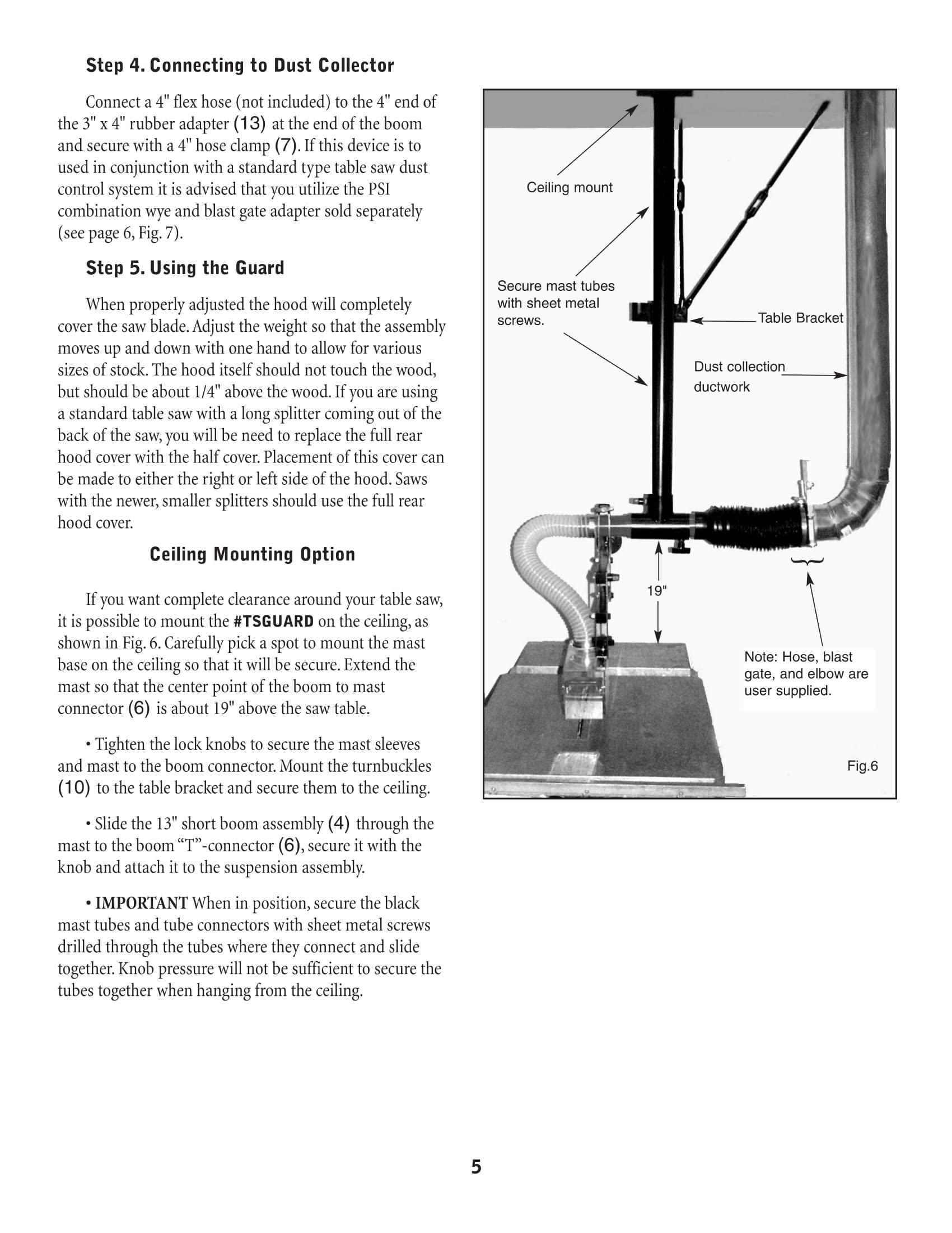 PSI Woodworking PSI Woodworking TSGUARD Table Saw Dust Collection Guard
