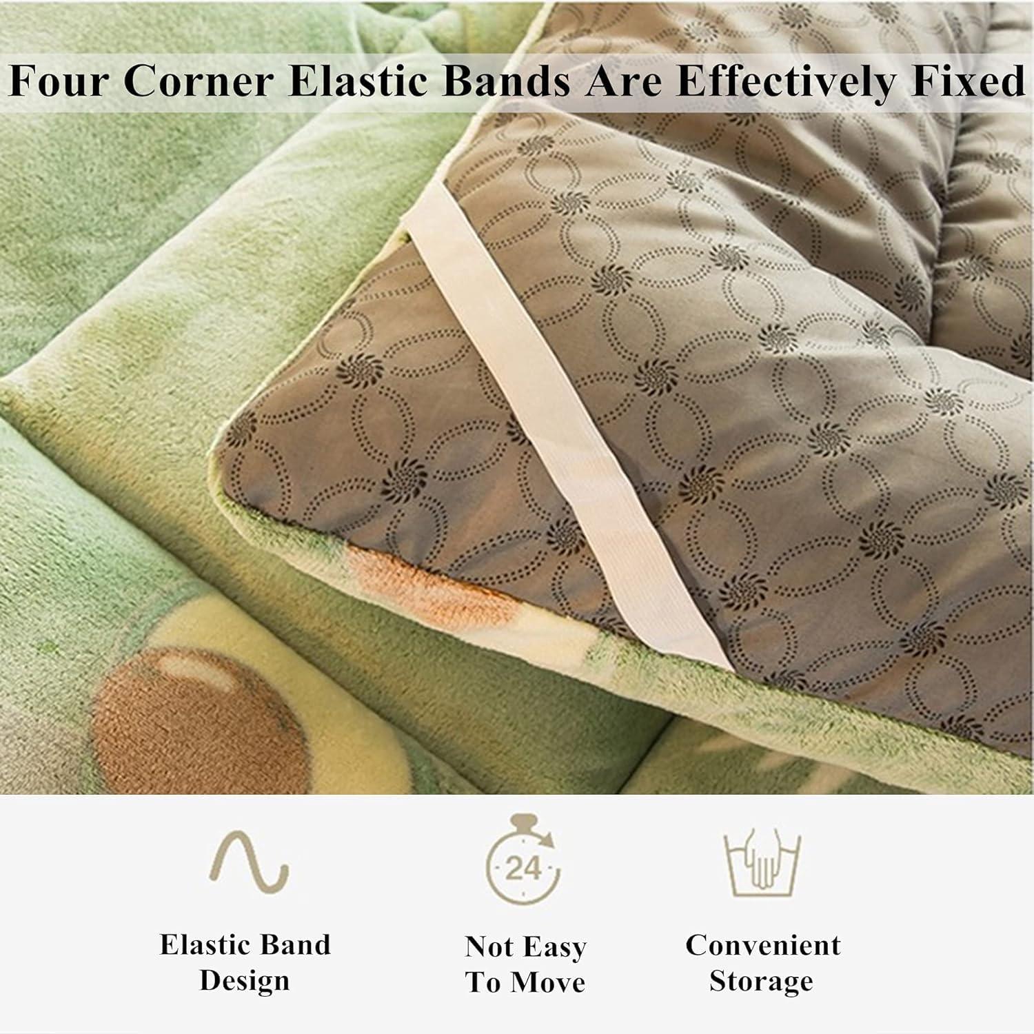 RYAZOZA Memory Foam Mattress Foldable Roll Up Futon Mattress, Full Size Japanese Floor Mattress, Thicken Tatami Mat Instant Warm Sleeping Mattress Bed Pad, Portable Camping Mattress ( Color : Yellow , Size :