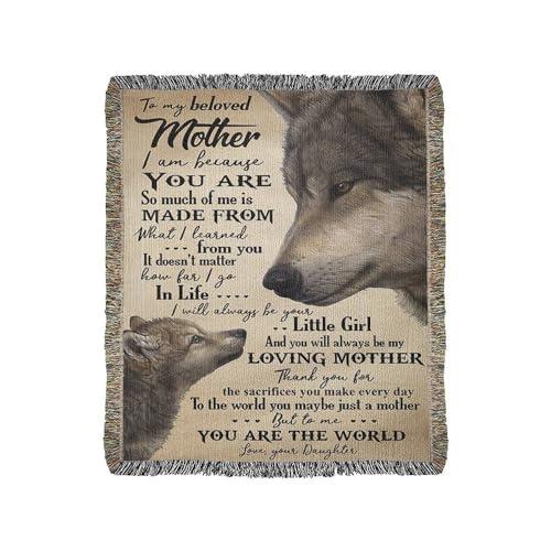 IVY MODA IVY MODA Dear Mom Blanket from Son - Mothers Day Blanket from Daughter, Daughter in Law Blankets, Softball Blankets and Throws, Matching Couples Stuff, Regalo para El Da De Las Madres