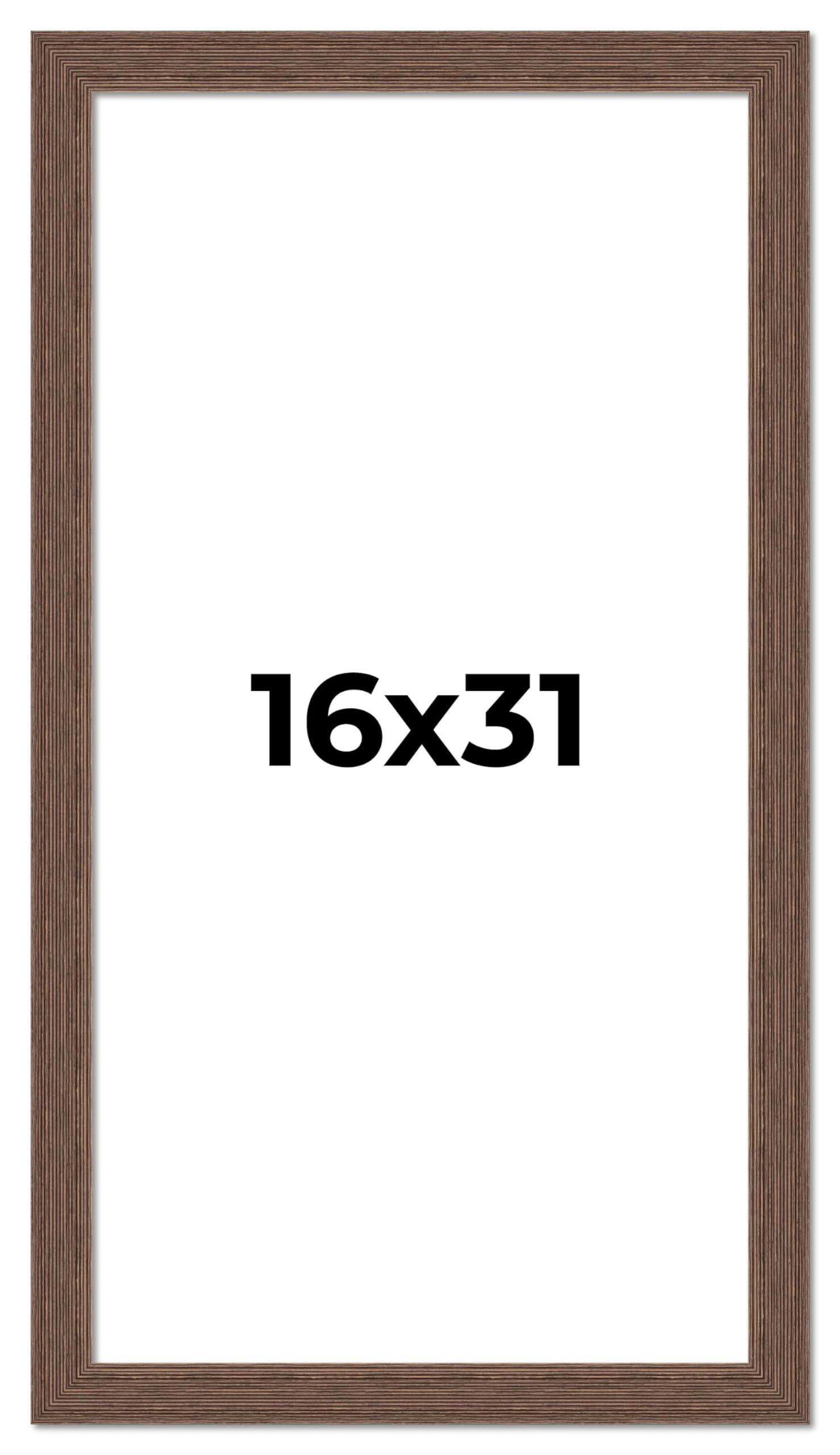 CustomPictureFrames.com 16x31 Frame Brown Farmhouse Solid Wood Picture Frame Width 1.5 Inches | Interior Frame Depth 0.5 Inches | Rustic Barnwood Brown Distressed Frame with UV Acrylic, Foam Board Backing & Hanging Hardware