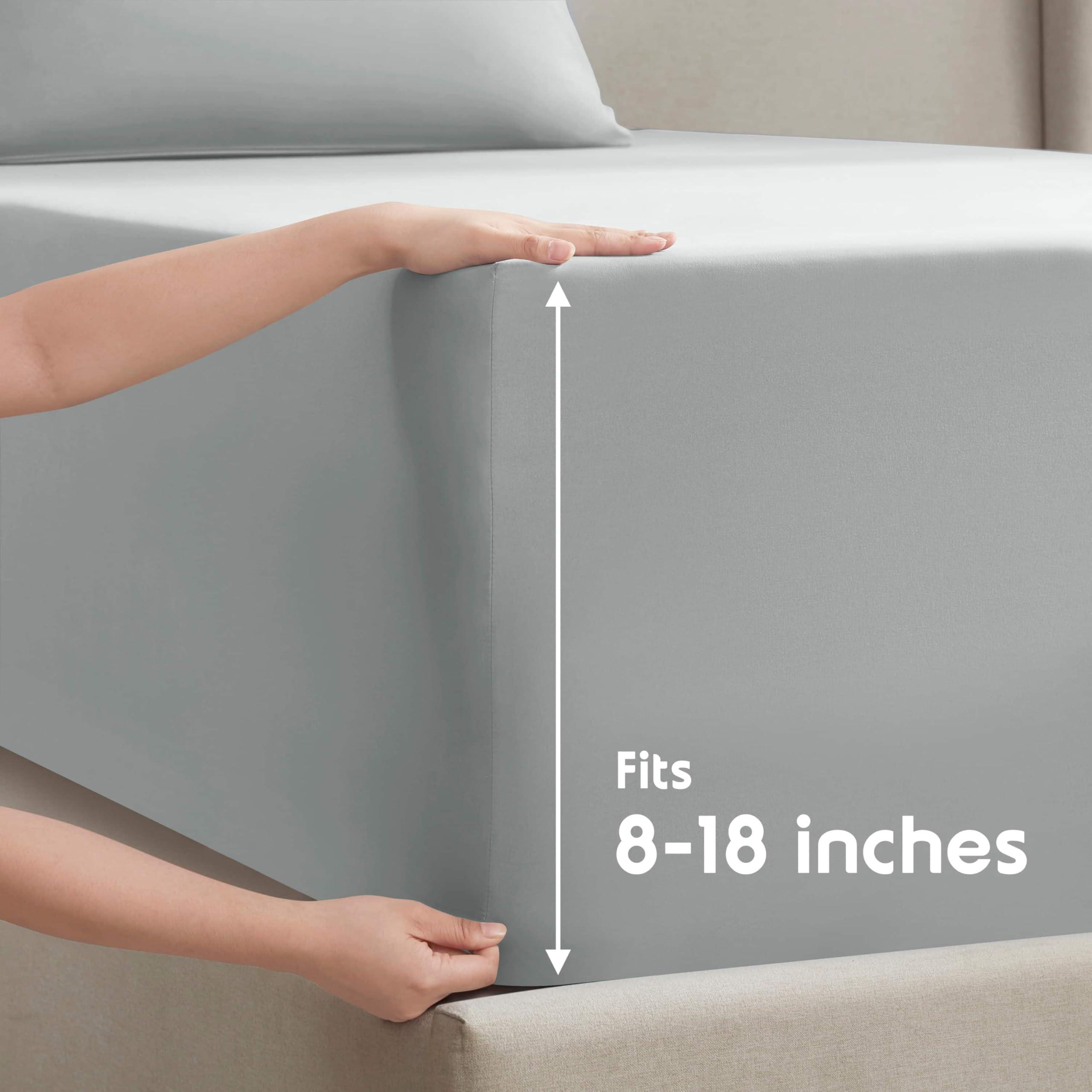 Nestl Nestl Split King Sheets for Adjustable Beds - 5 Piece Split King Sheets Set, Deep Pocket, Hotel Luxury, Extra Soft, Breathable and Cooling, Light Grey Split King Bed Sheets