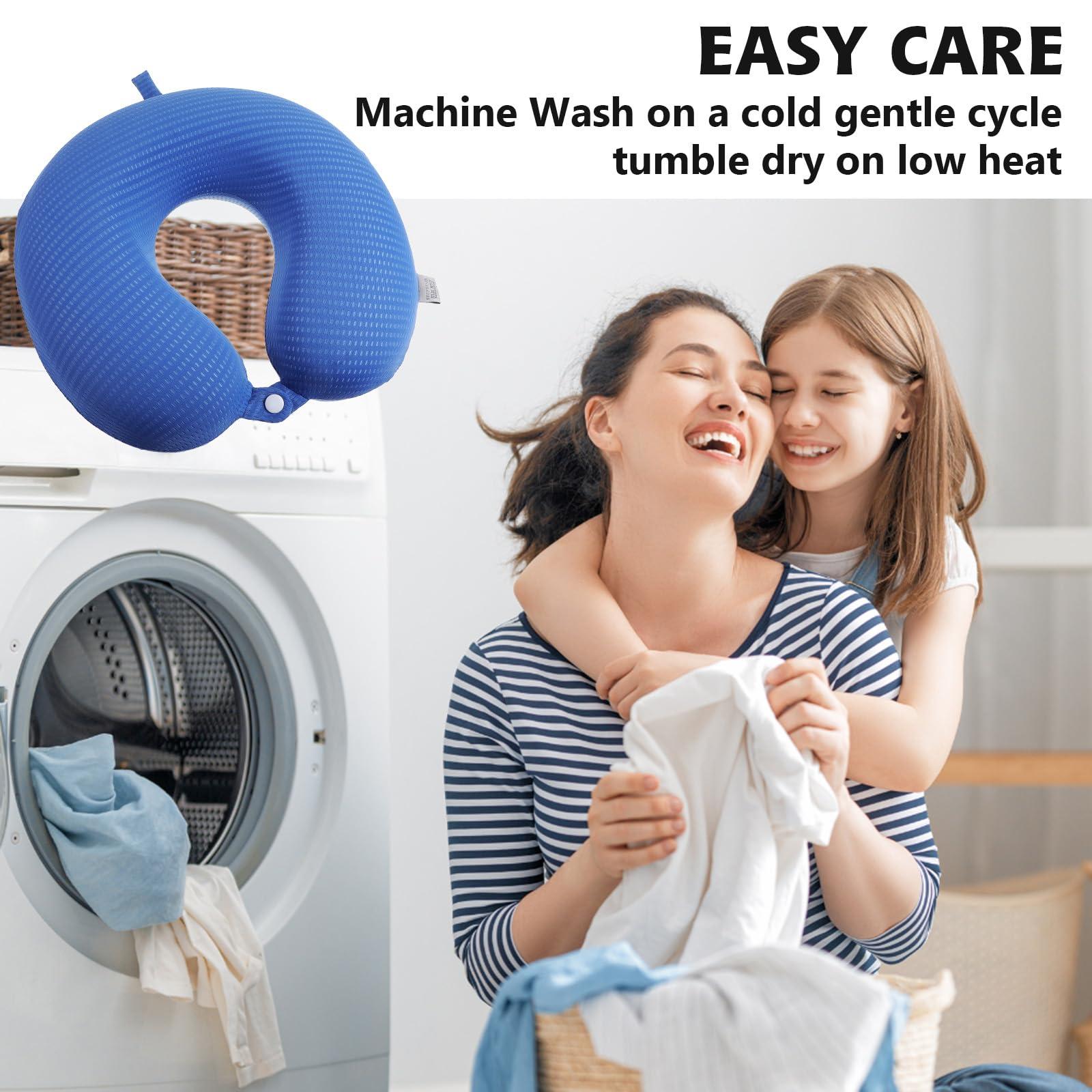 Gjinxi Neck Pillow Replacement Cover Travel U Neck Pillow Case Cover Travel Neck Pillow Cover Pillow, 13.39 U Shaped Neck Pillow Washable Cover, Airplane Pillow Cover (Only Pillow Covers, no Filler)(Blue)