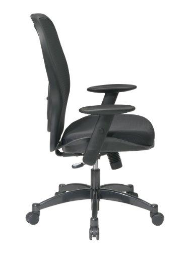 Space Seating SPACE Seating Breathable Mesh Black Back and Padded Mesh Seat, 2-to-1 Synchro Tilt Control, Adjustable Arms and Lumbar Support with Gunmetal Finish Base Managers Chair