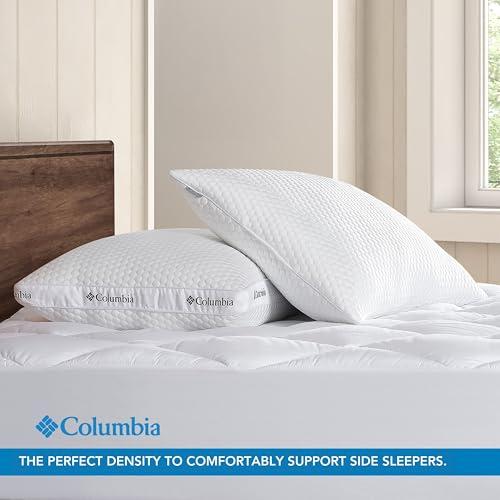 Columbia Columbia Comfort Ice Fiber Side Sleeper Down Alternative Bed Pillow with Polyester Fiberfill, Supportive and Cozy Instant Cooling Double Sided Breathable Cover, White, Standard/Queen Pack of 1