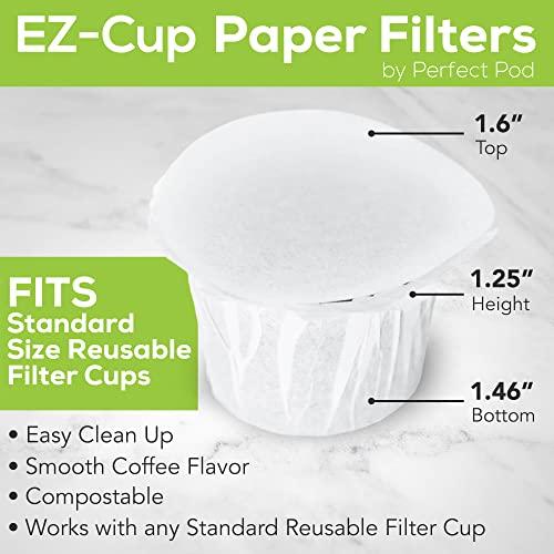 PERFECT POD Perfect Pod EZ-Cup Disposable Paper Filters with Patented Lid Design for Reusable Coffee Pods 4-Pack (200 Filters)