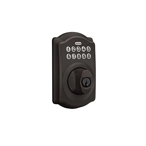 SCHLAGE Schlage BE365 V CAM 716 Camelot Keypad Deadbolt, Electronic Keyless Entry Lock, Aged Bronze