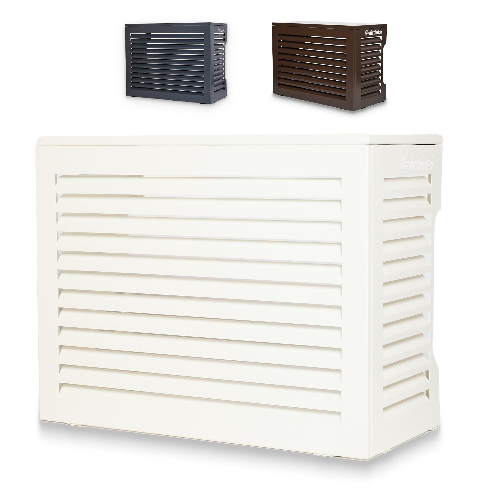 airdeko Airdeko's Mini Split AC Cover for Outside Units Sturdy Aluminum, Optimal Performance & Protection of Mini Split System Outdoor Condenser Compatible with Airdeko's Anti-Theft System (White, Small)