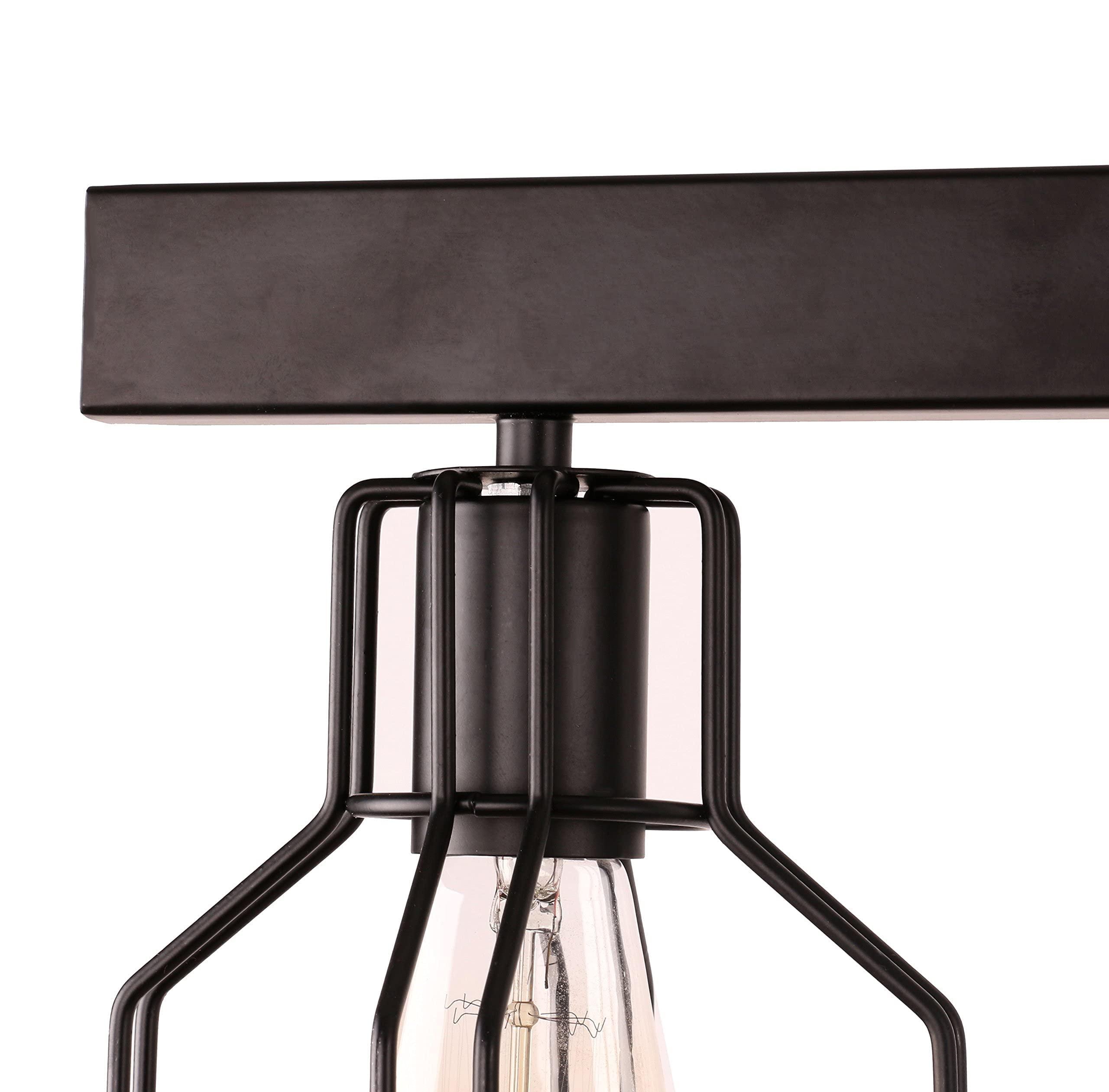 UNITARY UNITARY Farmhouse Pendant Lights Kitchen Island, Kitchen Light Fixtures, Rustic Dining Room Light Fixture with 5 E26 Bulb Sockets, Black Metal Long Pool Table Lights, Ceiling Pendant Light Fixtures