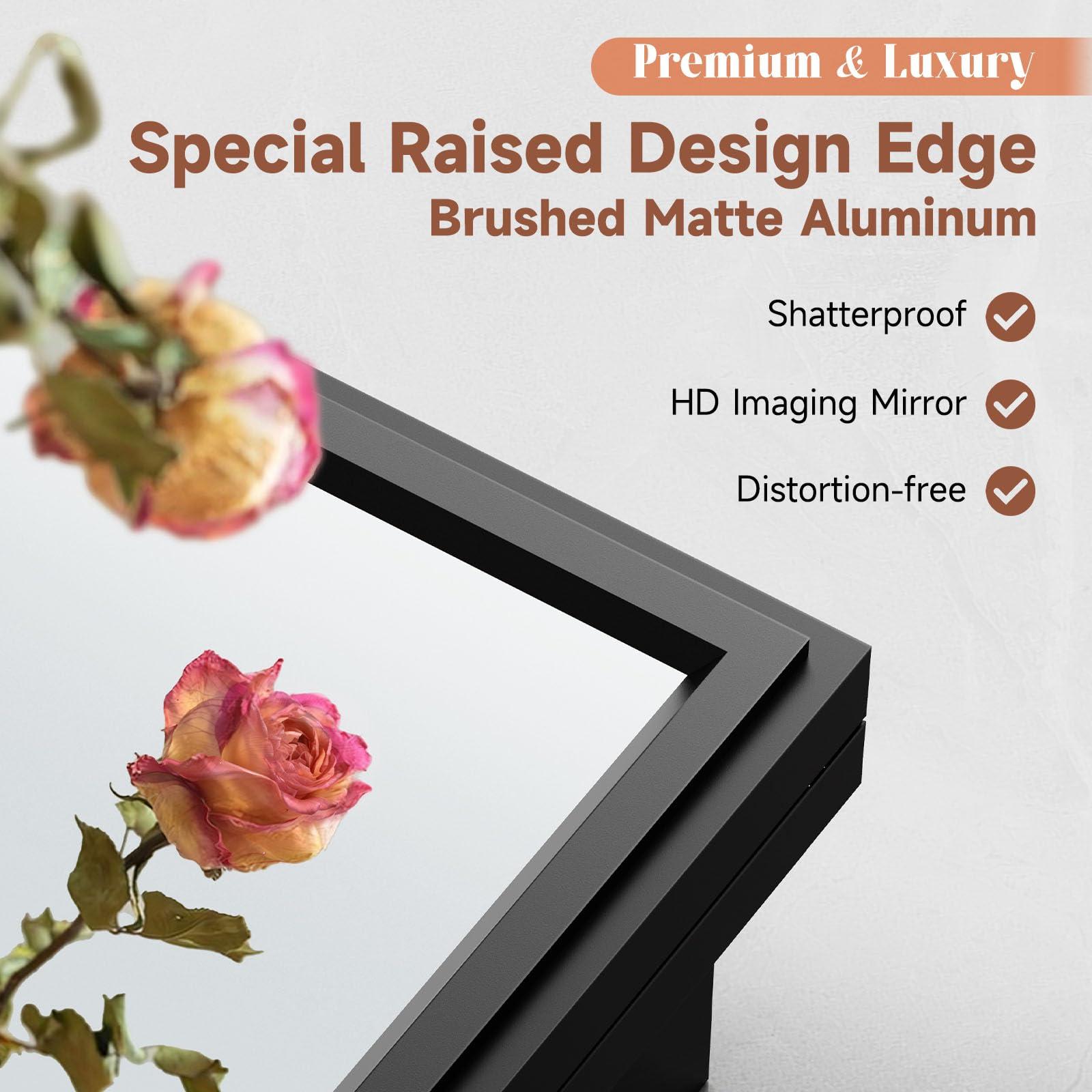 BOHMIROO BOHMIROO 24x30 Inch Medicine Cabinet Mirror Black Bathroom Medicine Cabinet with Vanity Mirror Recessed Medicine Cabinet Surface Mount Matte Aluminum Alloy Framed Vanity Mirror with Storage Cabinet