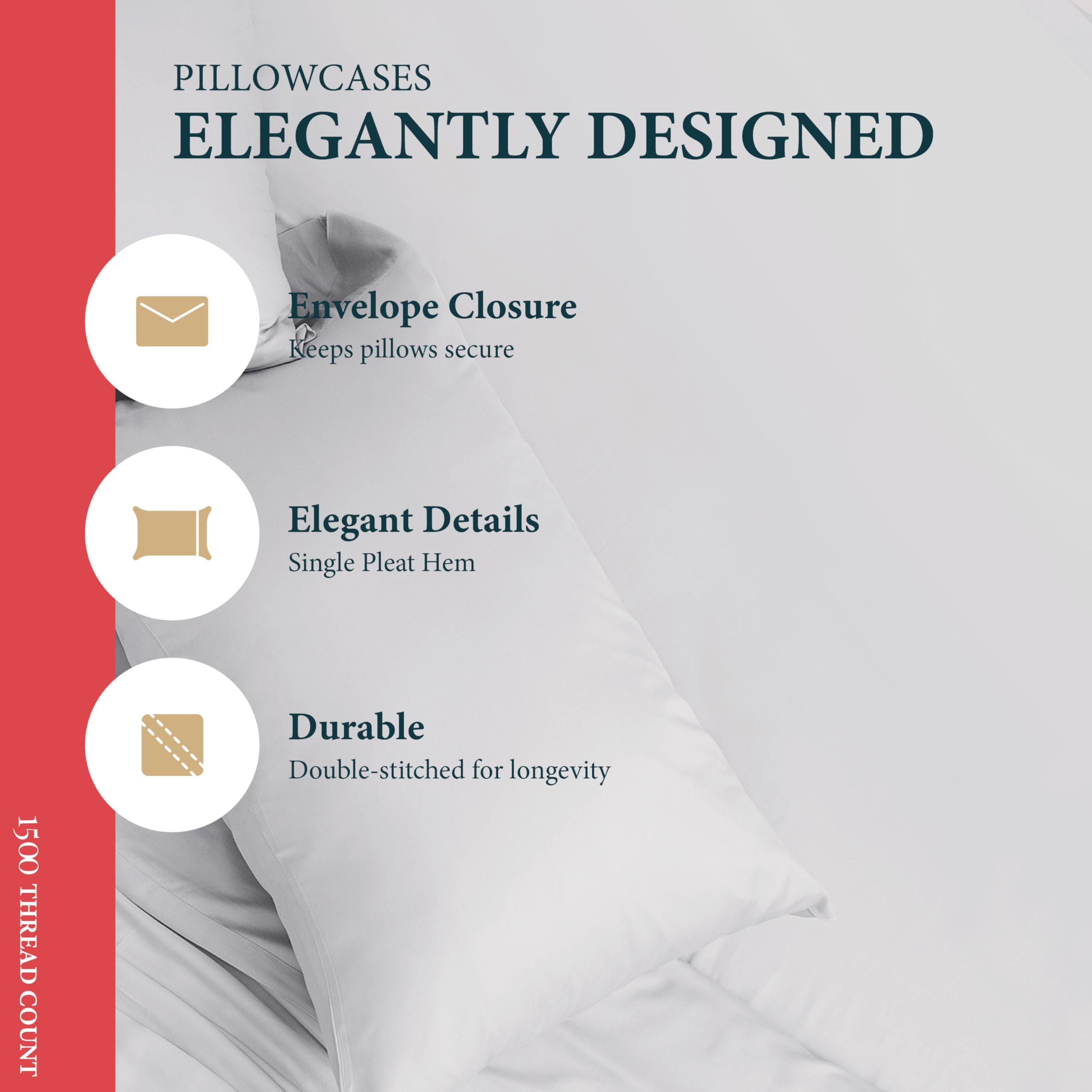 Ashton Sheets Ashton Sheets 100% Egyptian Cotton Sheets Queen Size - 1500 Thread Count 4 PC Queen Sheet Set Egyptian Cotton, Sateen Weave Sheets Queen Size, High Thread Count Sheets, 19\" Deep Pocket - Light Grey