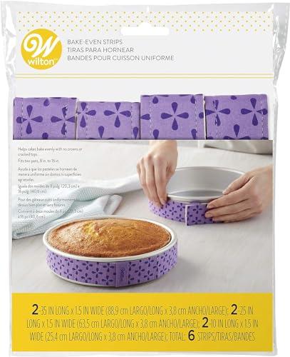 Wilton Wilton Bake-Even Cake Pan Strips - Use Cake Strips on Baking Pans for Evenly Baked Cakes, 6-Piece Set, (2) 35 x 1.5-Inch, (2) 25 x 1.5-Inch and (2) 10 x 1.5-Inch