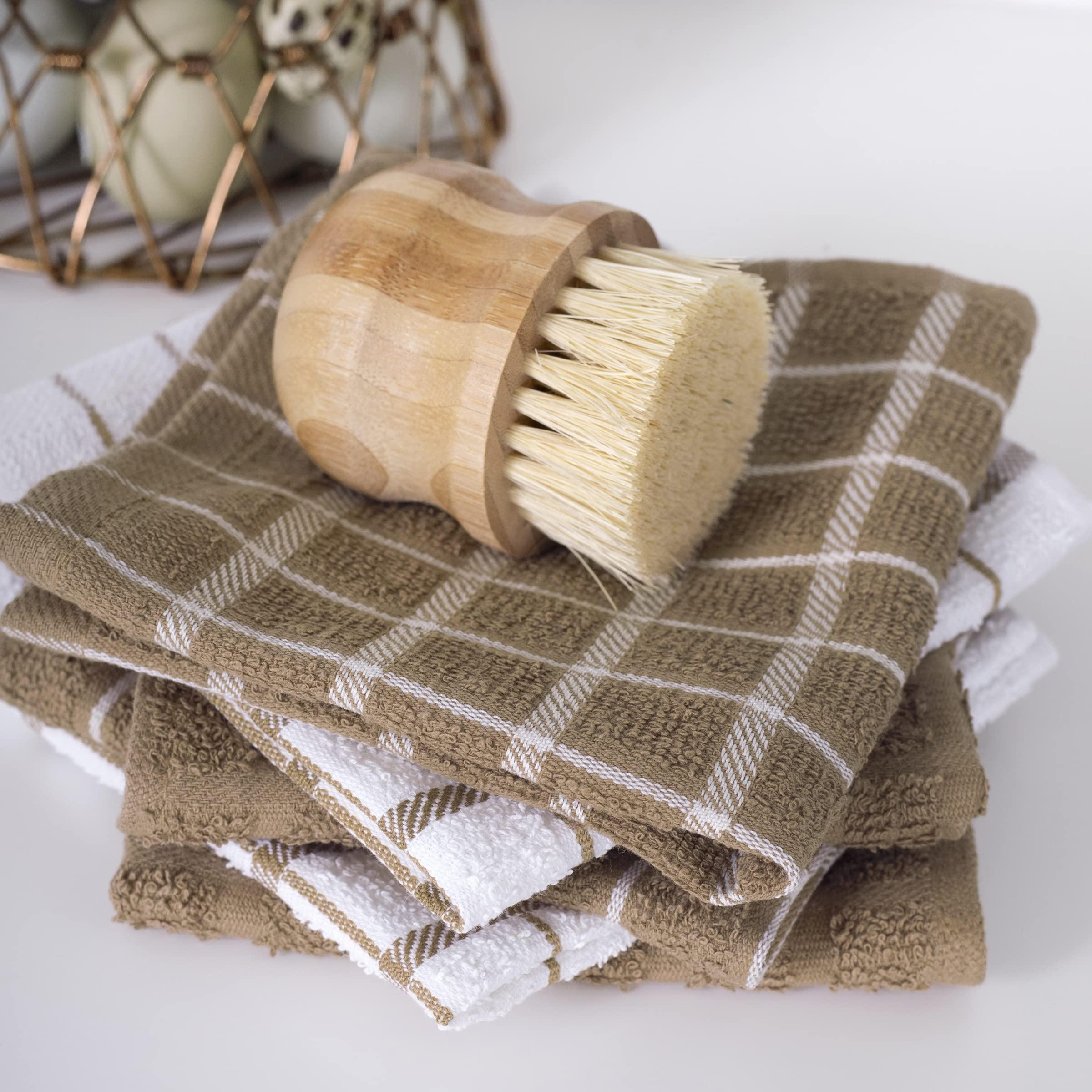 Ritz Ritz 100% Terry Cotton, Highly Absorbent Dish Cloth Set, 12 x 12, 6-Pack, Mocha Brown