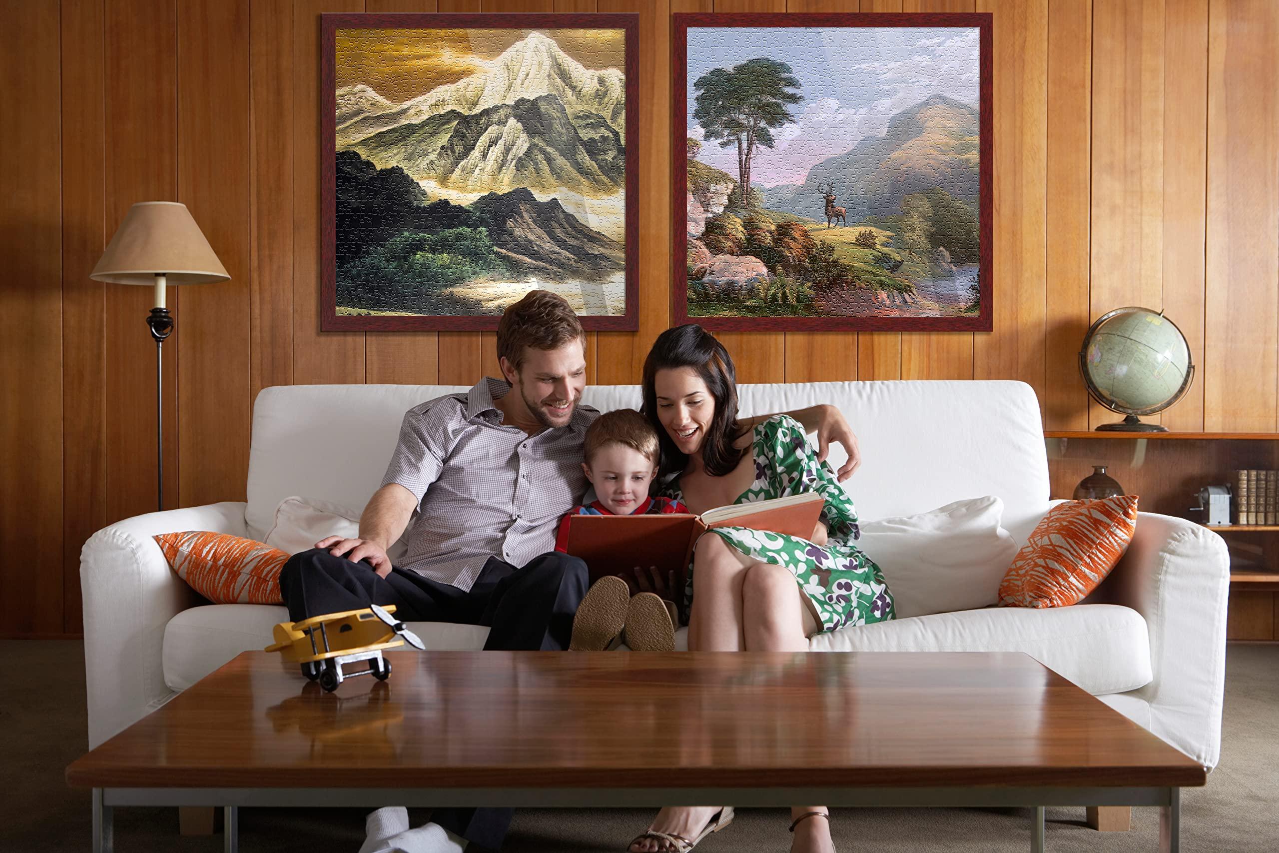 CountryArtHouse CountryArtHouse 20x26 Frame Matted to Display 18x24 Puzzle with Peel & Stick Puzzle Glue Sheets Bronze Gold Wood With Black Photo Mat, Acrylic Plexiglass, Foam Board Backing and Hanging Hardware