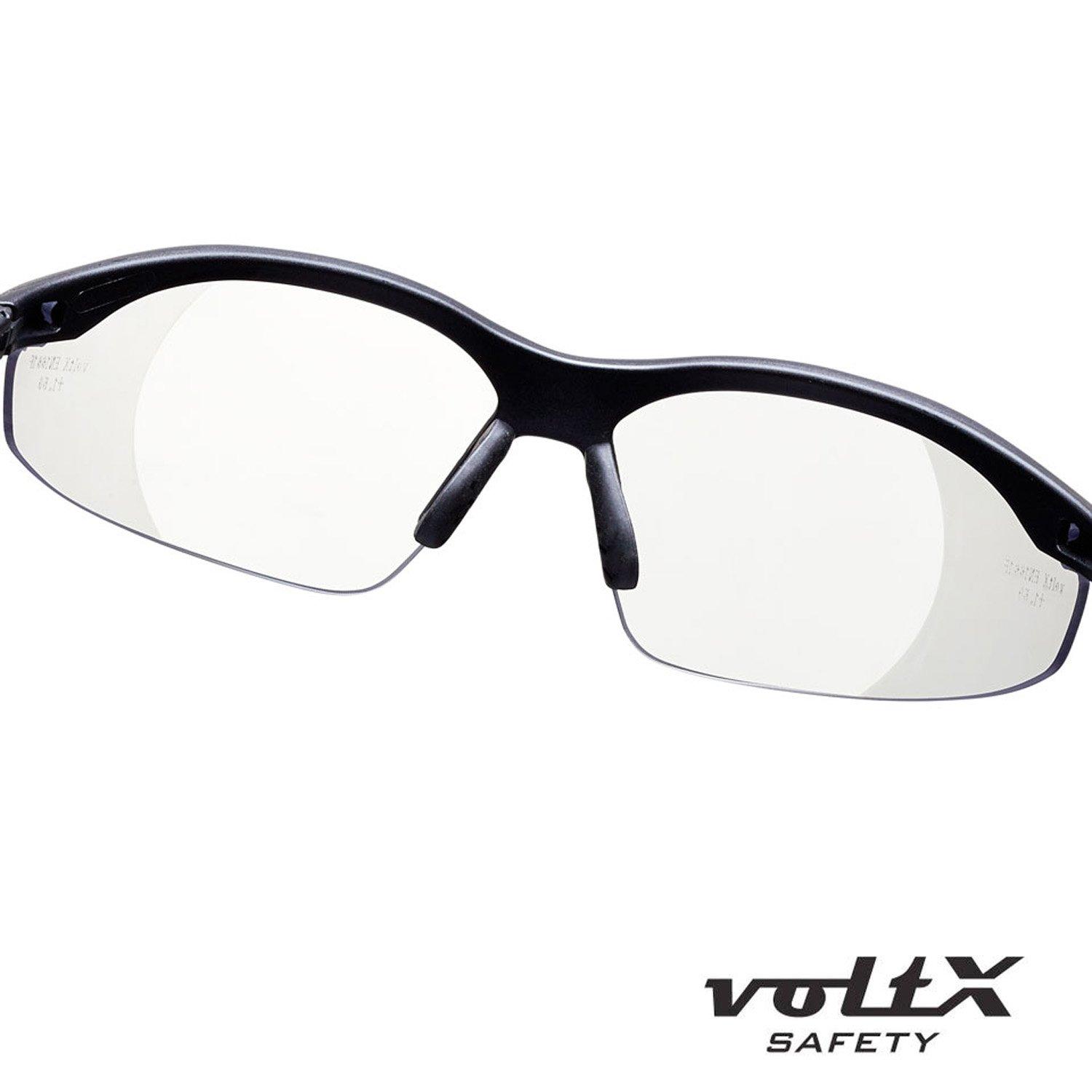 voltX voltX \'Constructor\' SAFETY READERS (CLEAR +1.0 Dioptre) Full Lens Reading Safety Glasses ANSI Z87.1+ & CE EN166F, Wraparound Style - Includes Safety Cord with headstop - UV400 anti fog coated lens
