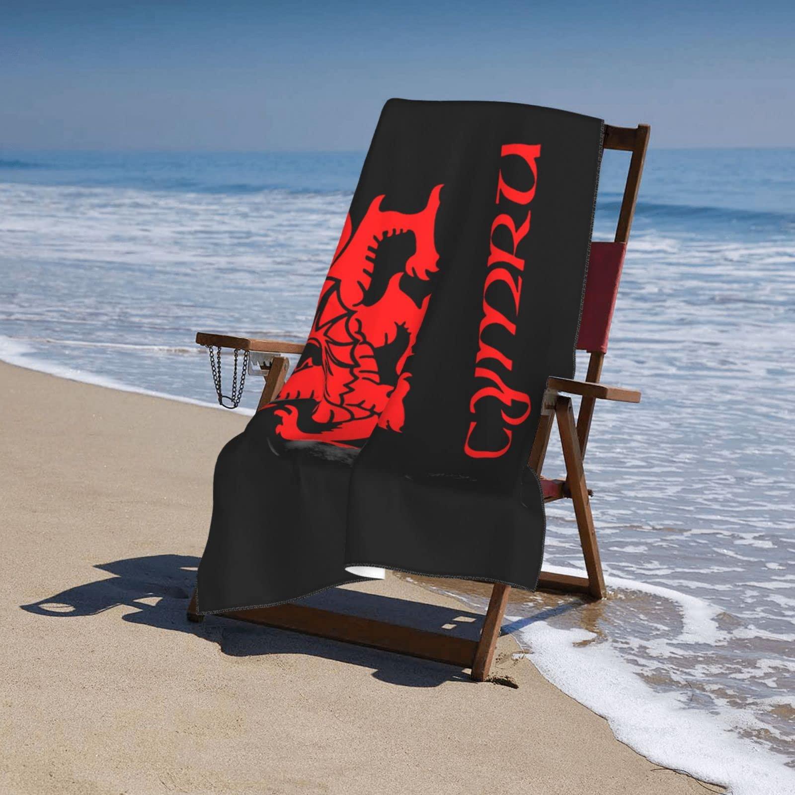 Byoblu Byoblu Wales Welsh Dragon Yard Flag Beach Towel Absorbent Bathroom Towels Beach Towels Oversized Super 32x52 Inch