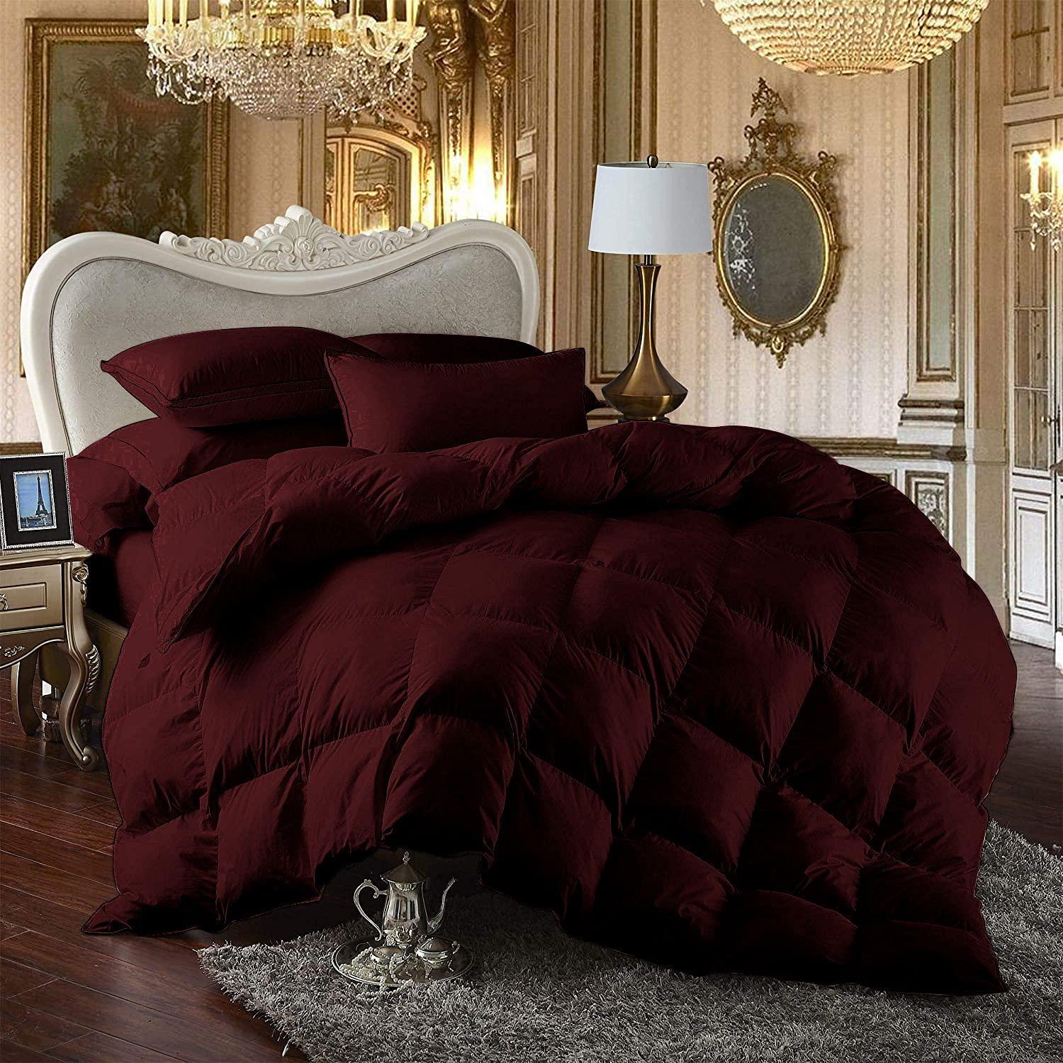 High Kotton 7 Piece Bed-in-A-Bag Comforter & Sheet Set 15\" Deep Pocket, 100% Egyptian Cotton Cal-King Size, Wine, Sets Include - 1Comforter, 1Flat Sheet,1Fitted Sheet, 2Pillowcase & 2Pillowsham