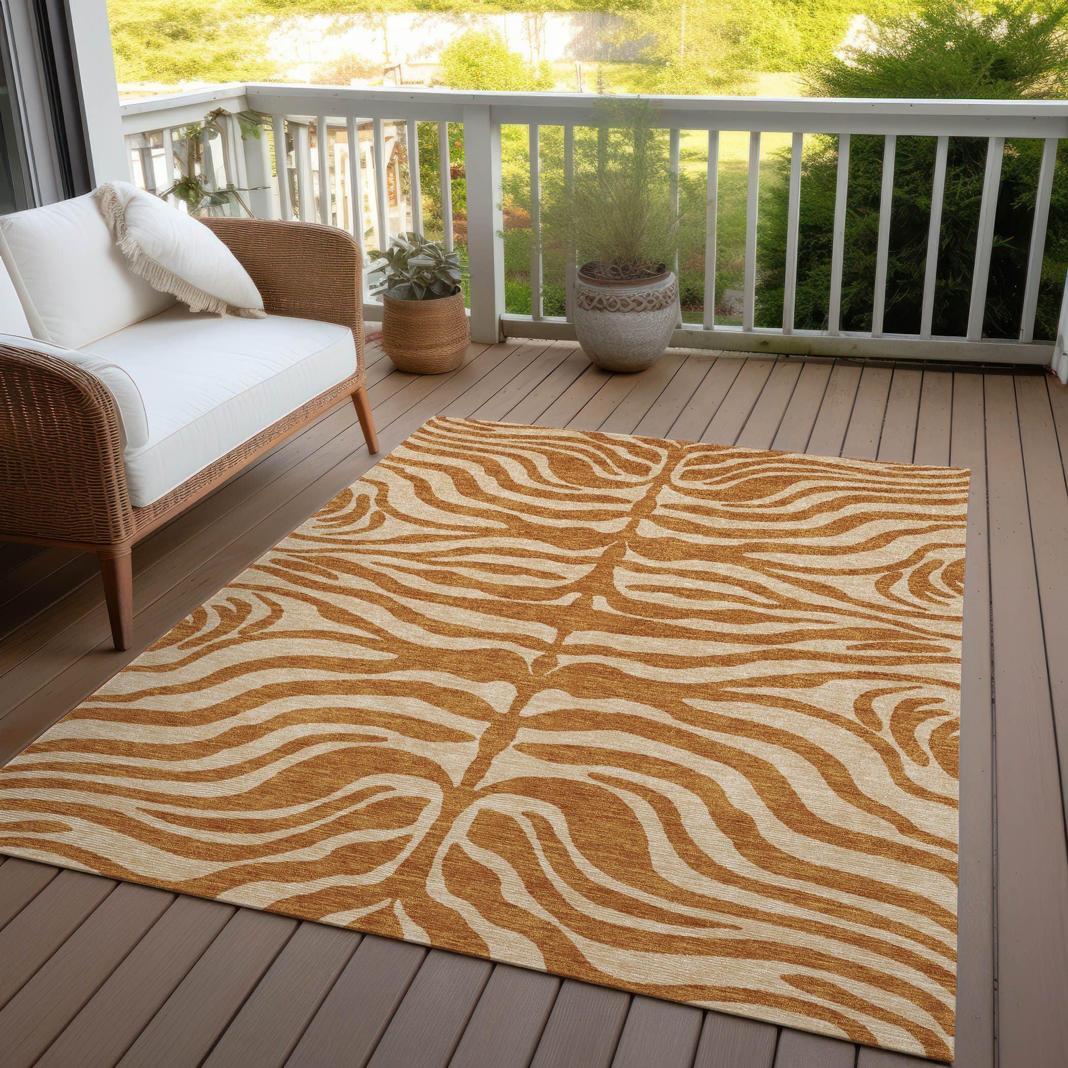 Addison Rugs Addison Rugs Chantille ACN1042 Orange 2'6" x 3'10" Indoor Outdoor Area Rug, Easy Clean, Machine Washable, Non Shedding, Bedroom, Entry, Living Room, Dining Room, Kitchen, Patio Rug