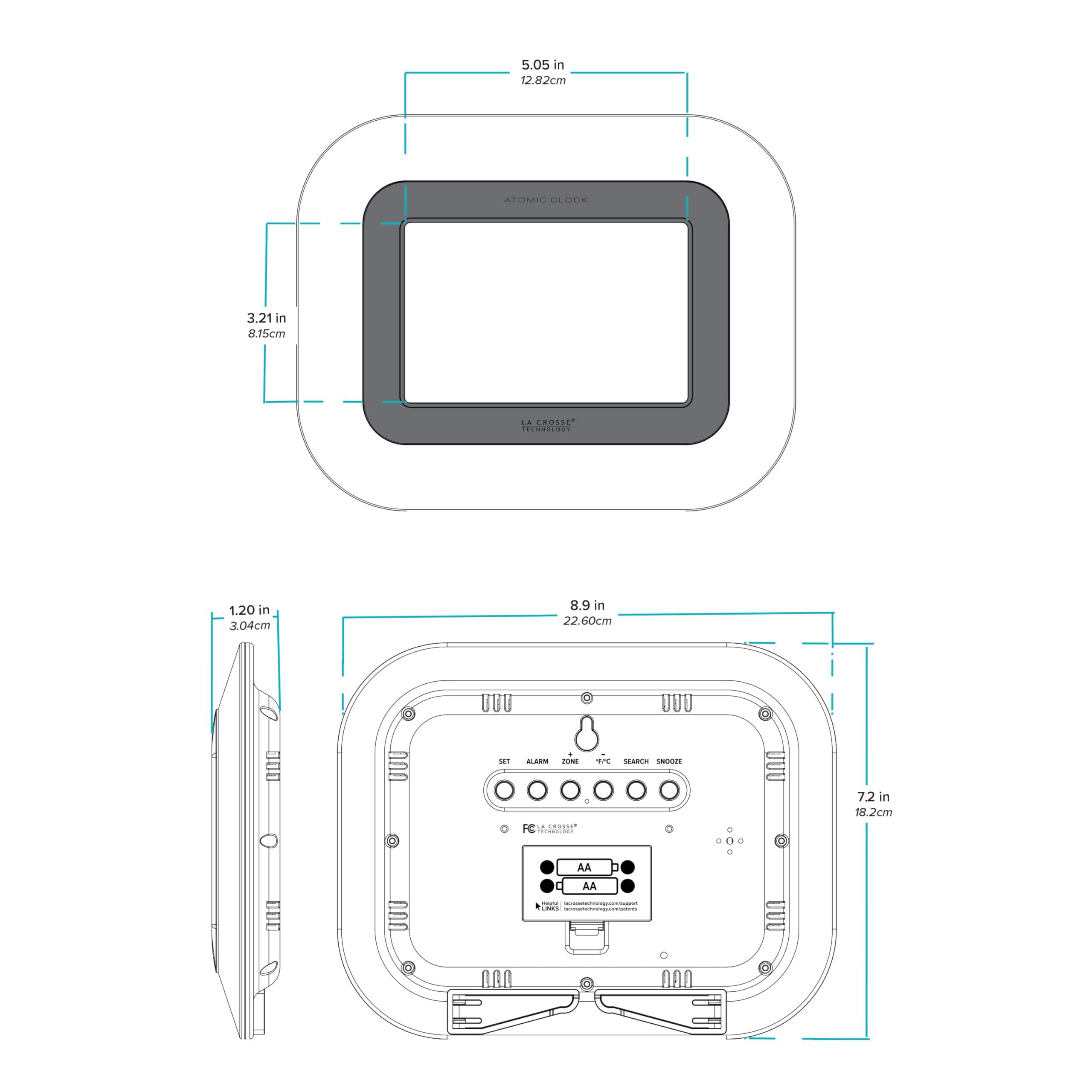La Crosse Technology La Crosse Technology WT-8005U-S Atomic Digital Wall Clock with Indoor Temperature, Silver