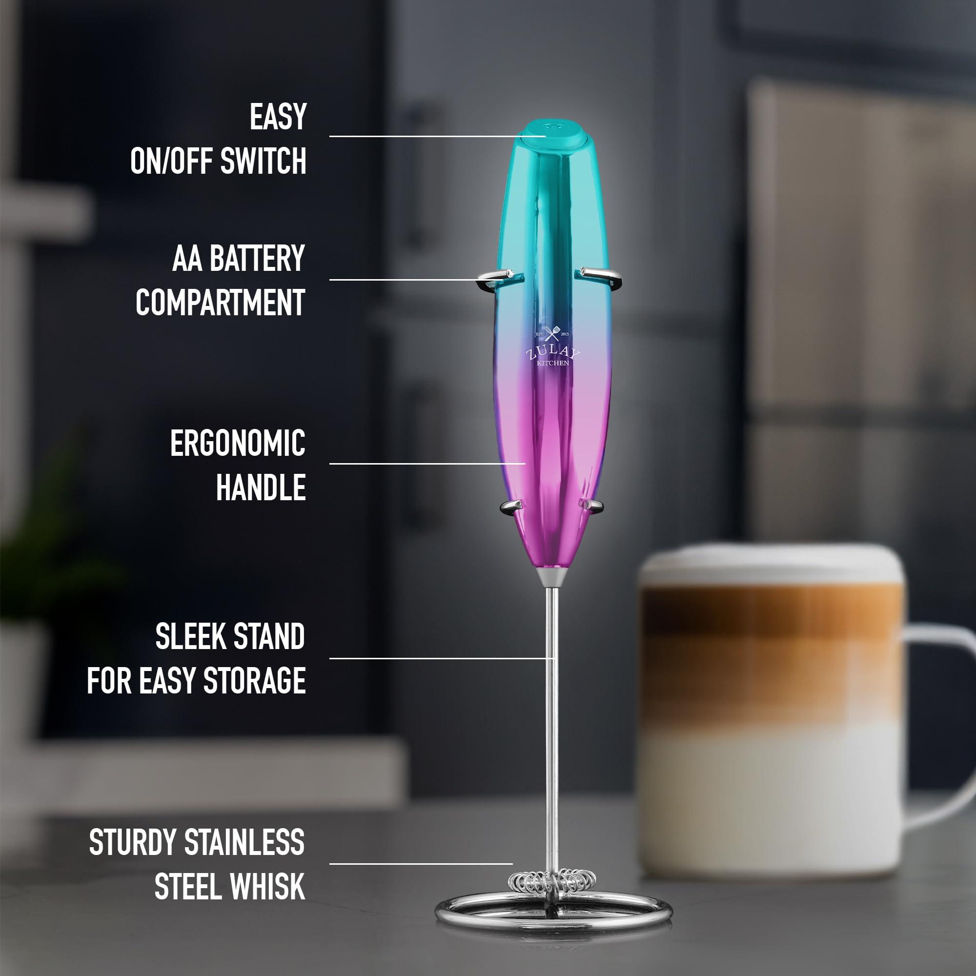 Zulay Kitchen Zulay Kitchen Executive Series Milk Frother Wand - Upgraded & Improved Stand - Ideal Coffee Gift - Coffee Frother Handheld Foam Maker For Lattes - Electric Milk Frother Handheld For Cappuccino