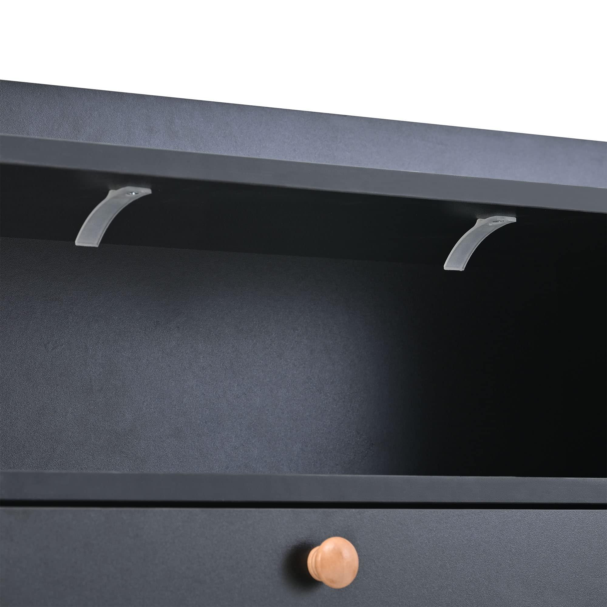 Quarte Multifunctional Shoe Cabinet with 4 Flip Drawers,Free Standing Shoe Rack with 2 Drawers and Adjustable Shelf,for Entryway Hallway Foyer Mudroom (Black@z)