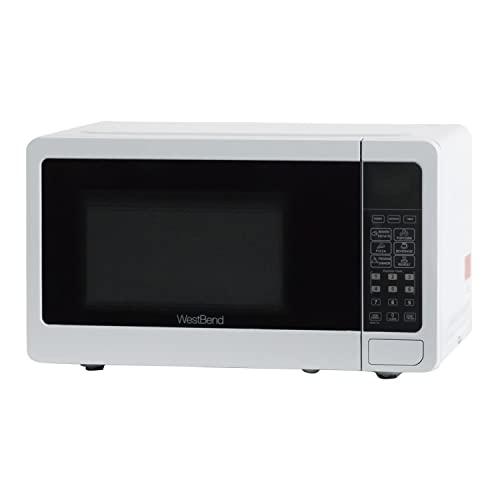 West Bend West Bend WBMW71W Microwave Oven 700-Watts Compact with 6 Pre Cooking Settings, Speed Defrost, Electronic Control Panel and Glass Turntable, White