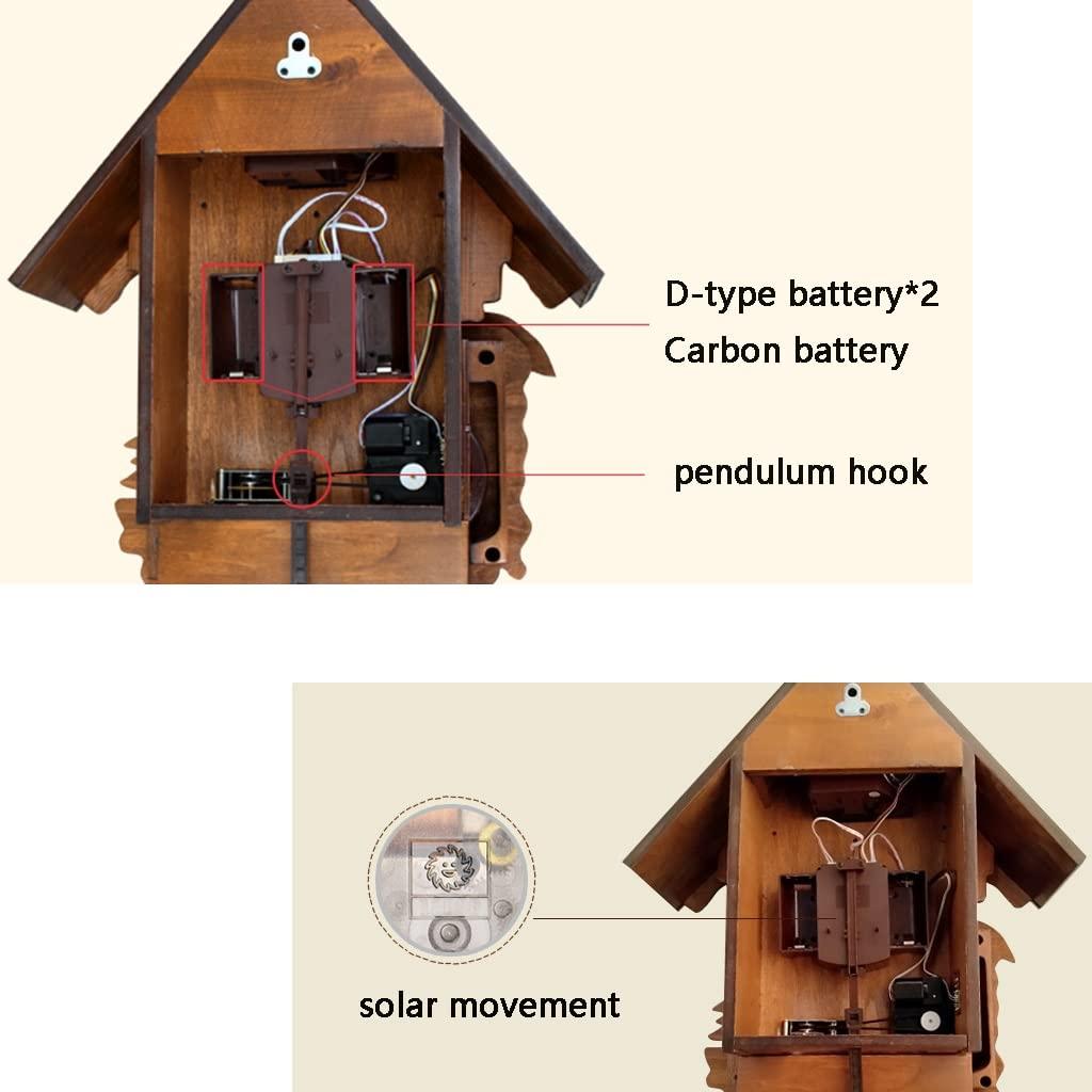 Y-kaiwen Cuckoo Clocks for Wall Bird Clock for Kitchen Modern Living Room Wall Clock Handcrafted Wood Cuckoo Clock Wall Decor (Color : Brown, Size : Digital dial 38 * 84cm)