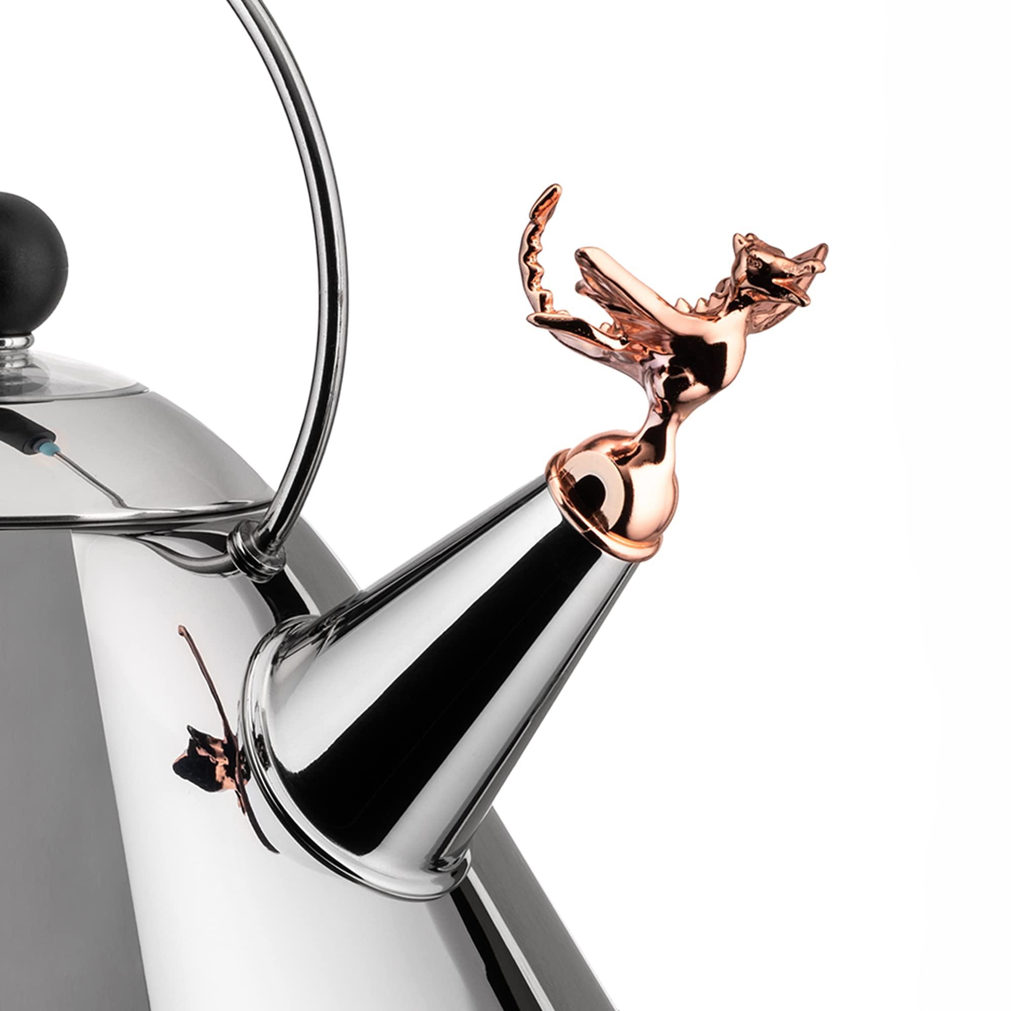 Alessi Alessi | Tea Rex - Design Kettle with Handle and Dragon-Shaped Whistle, Stainless Steel, Black