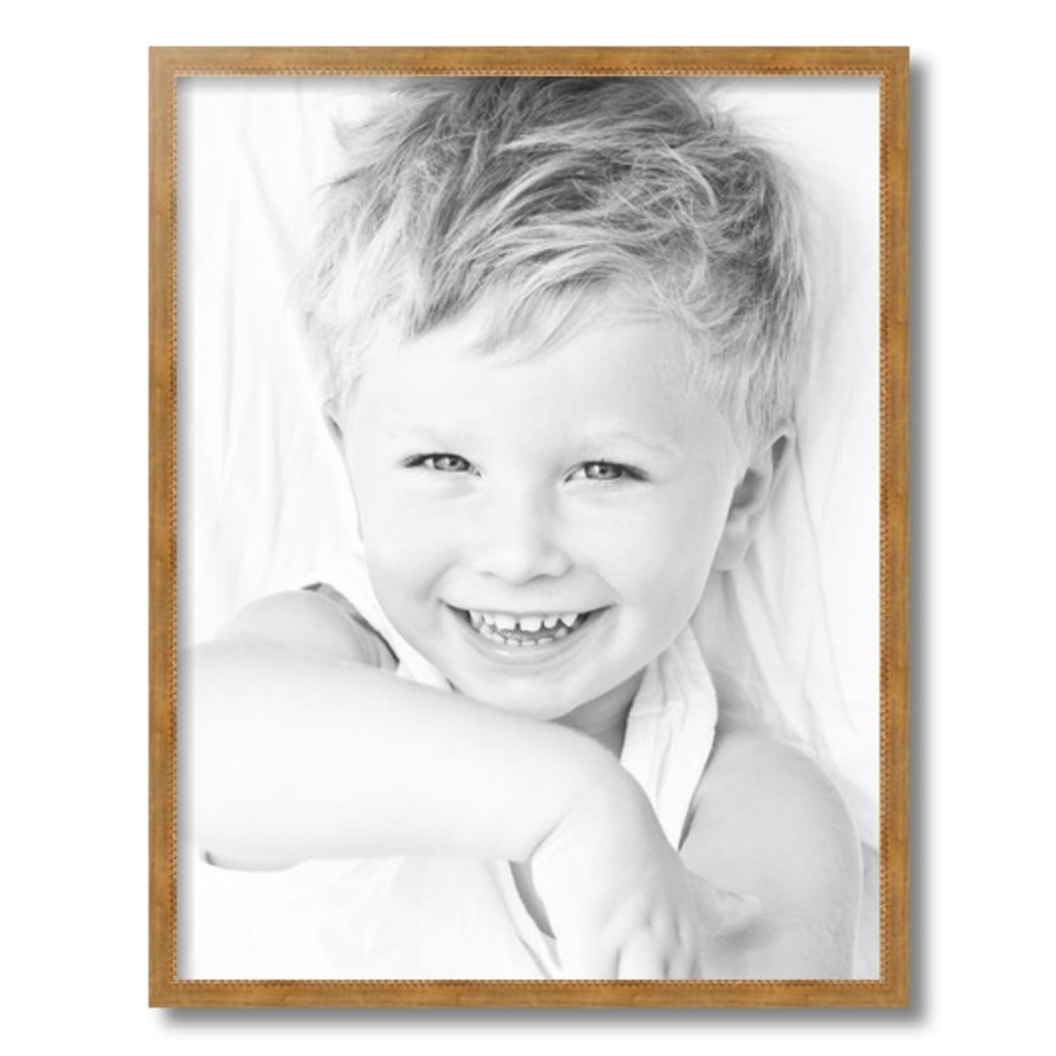 ArtToFrames ArtToFrames 18x23 Inch Gold Picture Frame, This 0.75 Inch Custom Wood Poster Frame is Gold Square with Beads - Comes with Economy Acrylic and Corrugated Backing (2WOMOM84038-18x23)