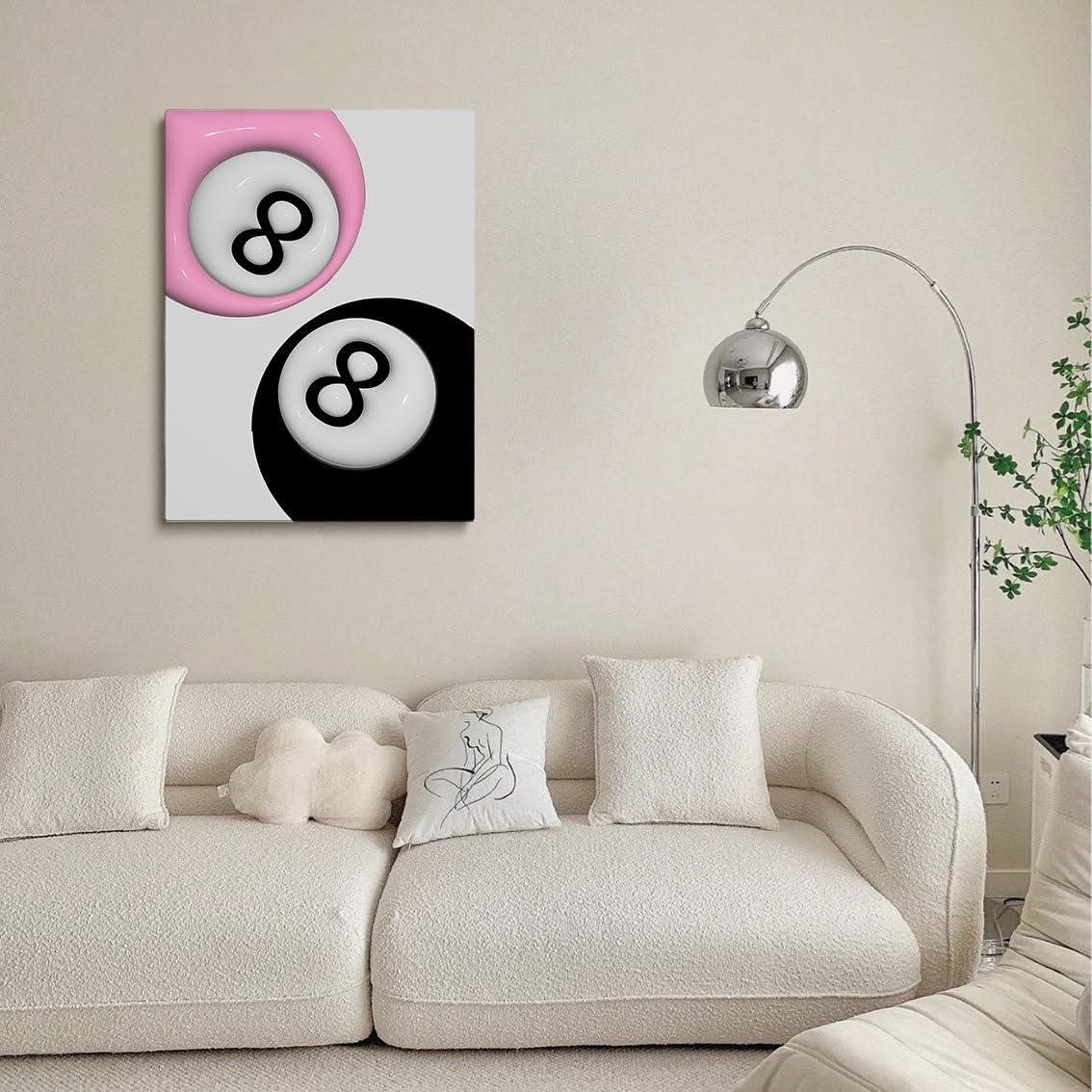 Generic 8 Ball Print Couple Print Pink Trendy Retro Poster Wall Art Preppy Print Room Decor College Dorm Aesthetic Psychedelic Art Trippy Gift 24x36\"framed