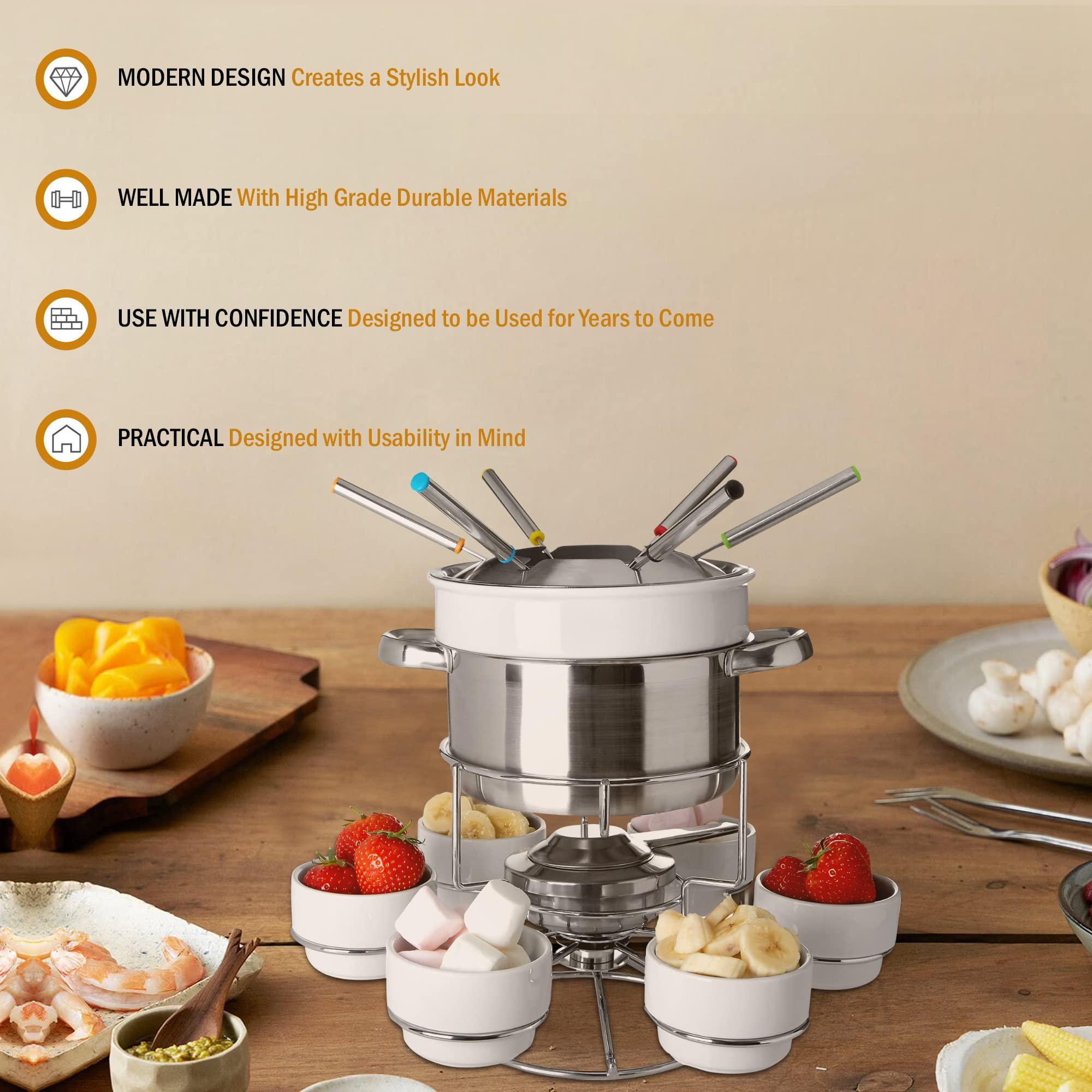Premier Premier Housewares Stainless Steel/Porcelain Fondue Set - White
