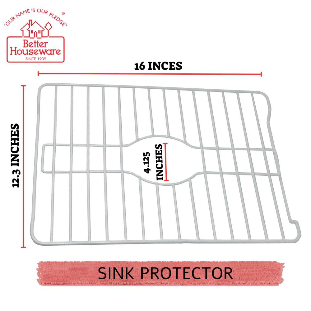 Better Houseware Better Houseware Sink Protector Prevents Scratches Sink Rack for Bottom of Sink White Sink Mat Sink Protectors for Kitchen Sink Metal 16x12.3x1